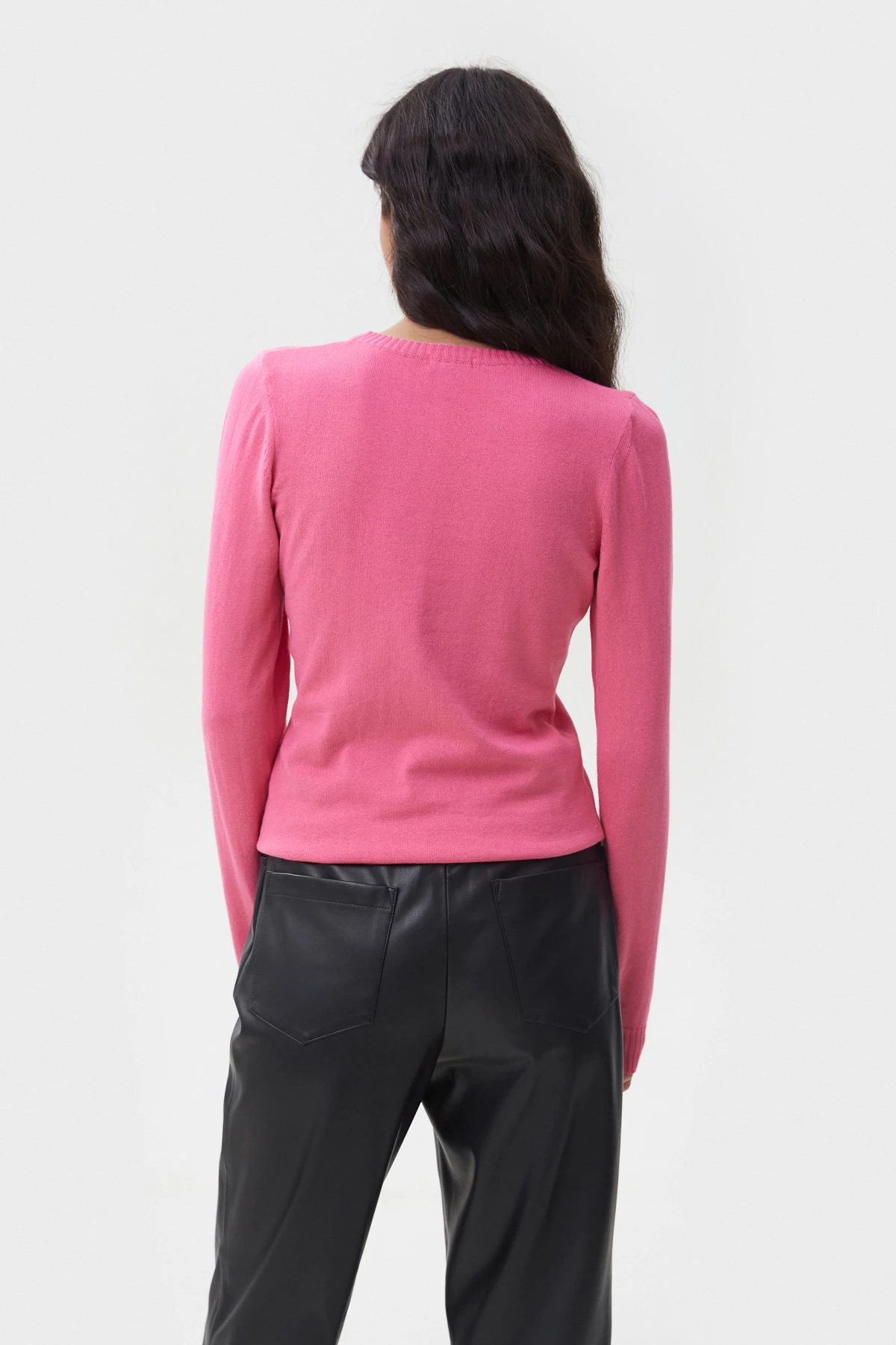 Pink knitted cotton jumper, photo 3