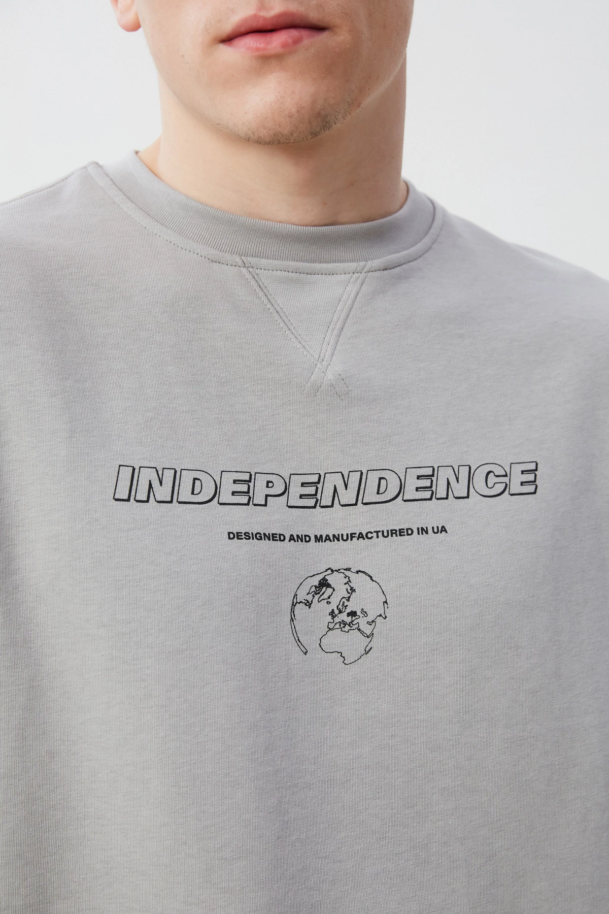 Сірий унісекс-світшот "Independence" з трикотажу , фото 8