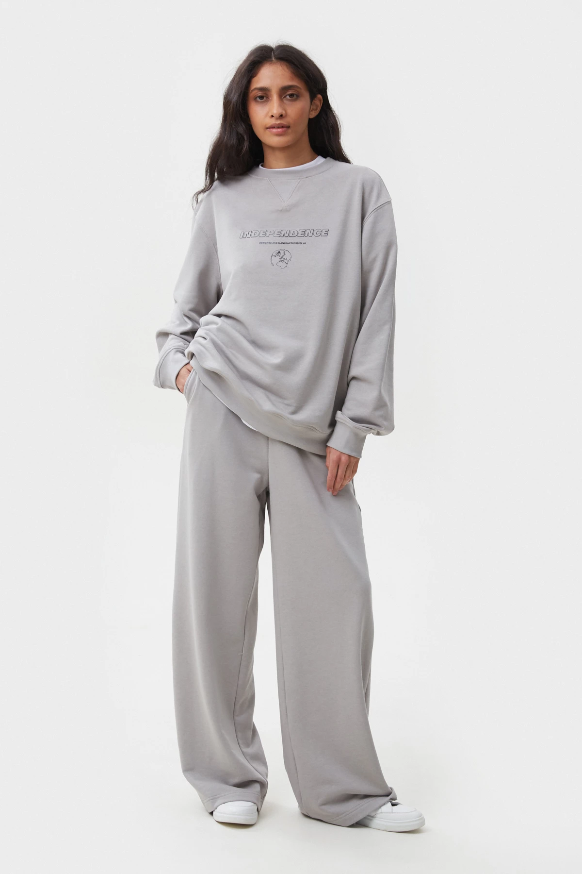 Grey loose fit jersey pants, photo 1