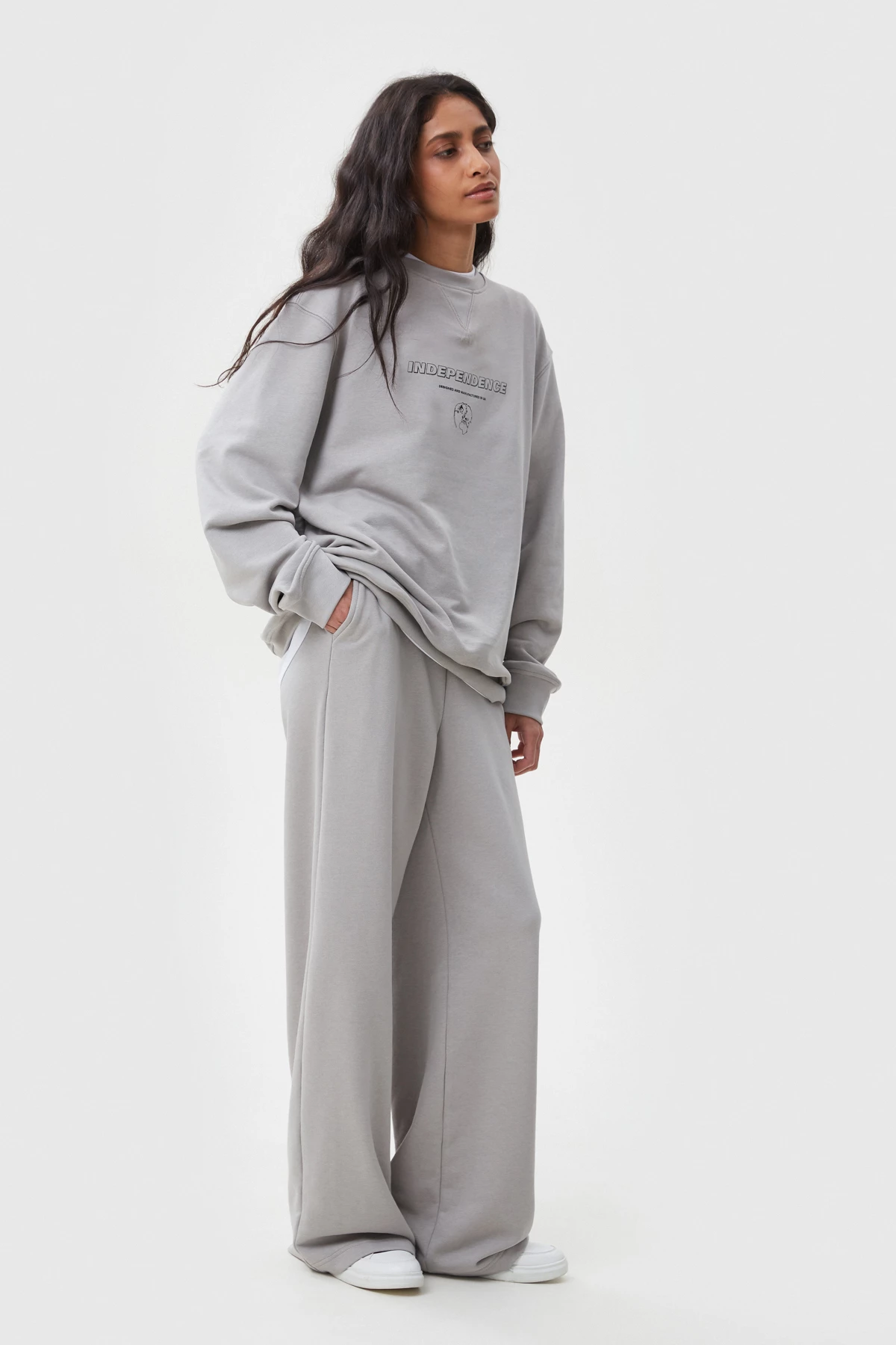 Grey loose fit jersey pants, photo 2