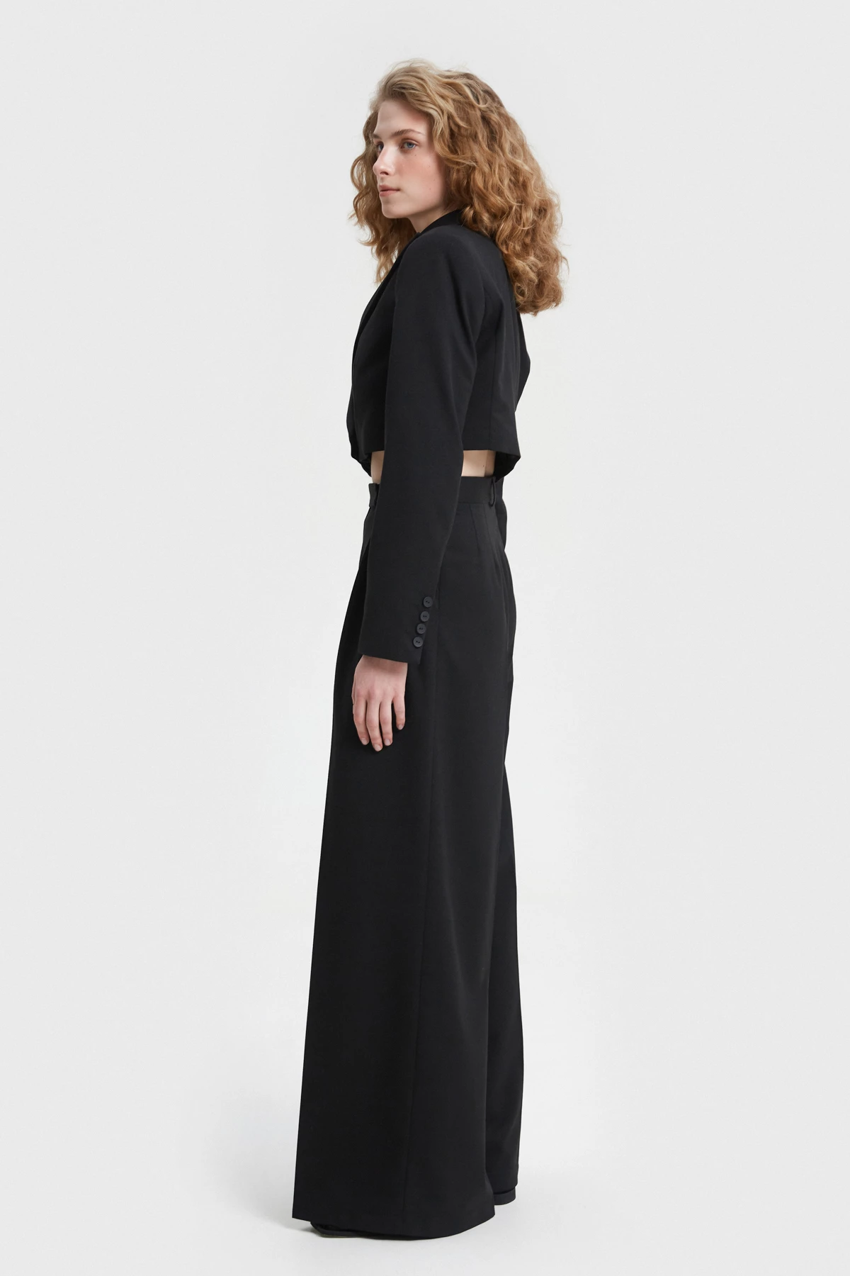 Black palazzo pants made of suit fabric with viscose, photo 4