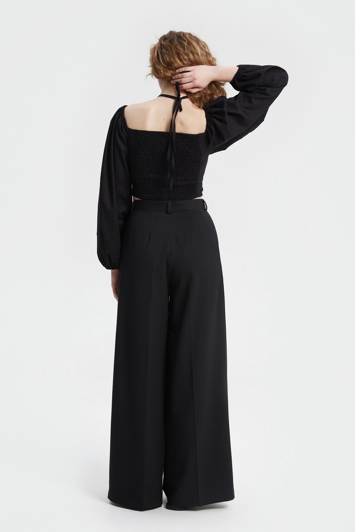 Black palazzo pants made of suit fabric with viscose, photo 5