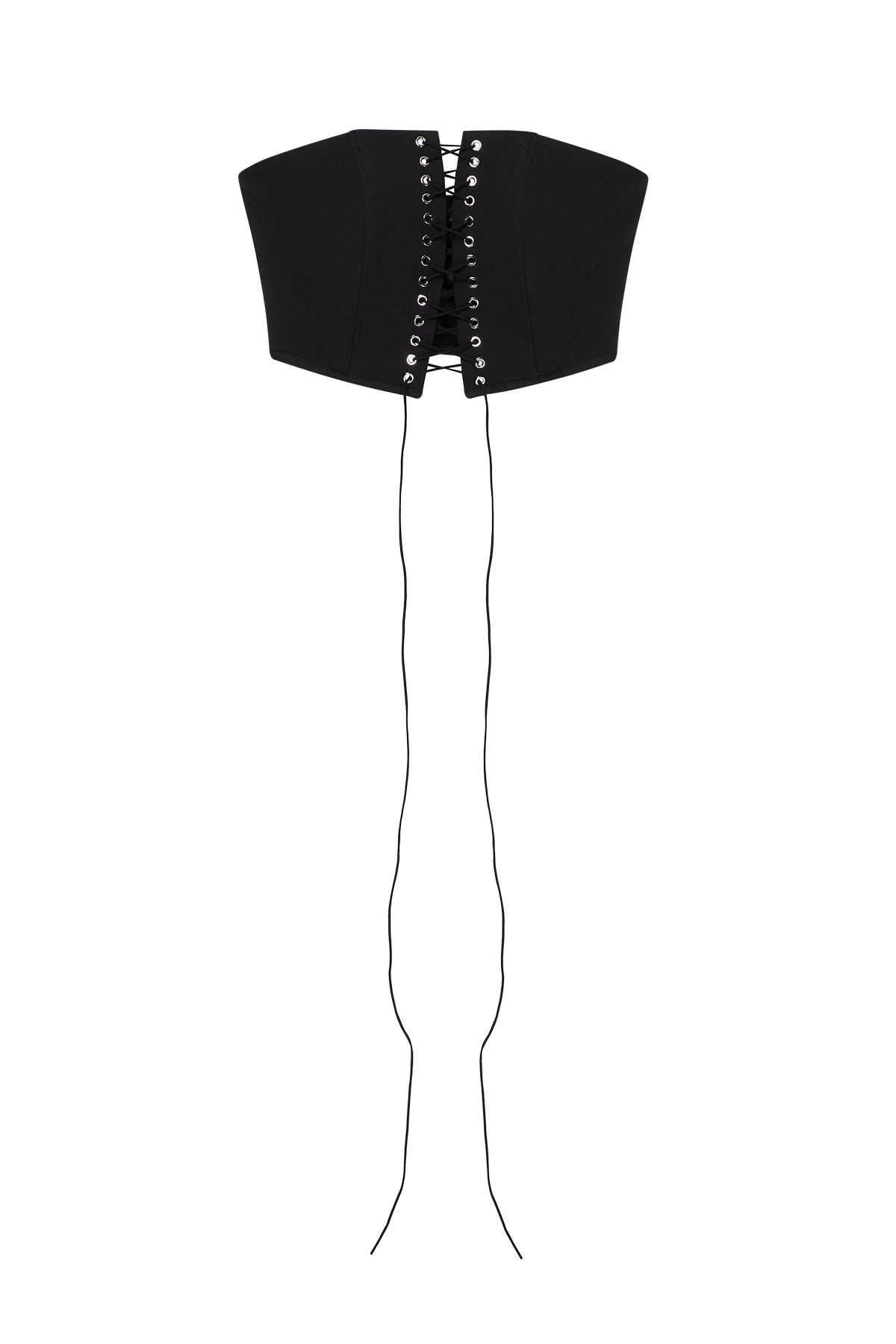 Черный корсет со шнуровкой из костюмной ткани, фото 5