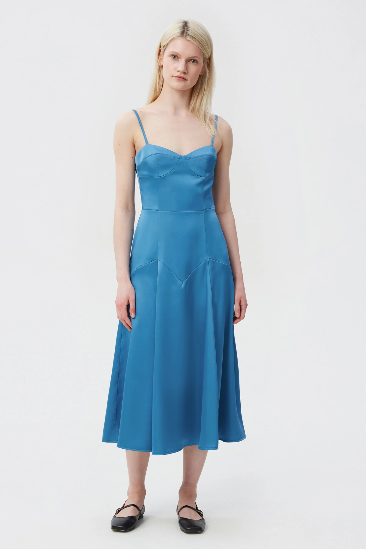Сукня-комбінація міді кольору морська хвиля з сатину, фото 2