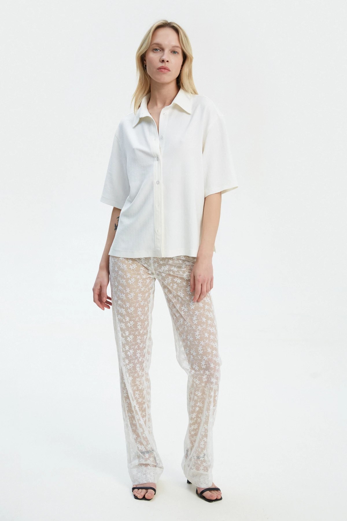 Milky flared lace pants, photo 4