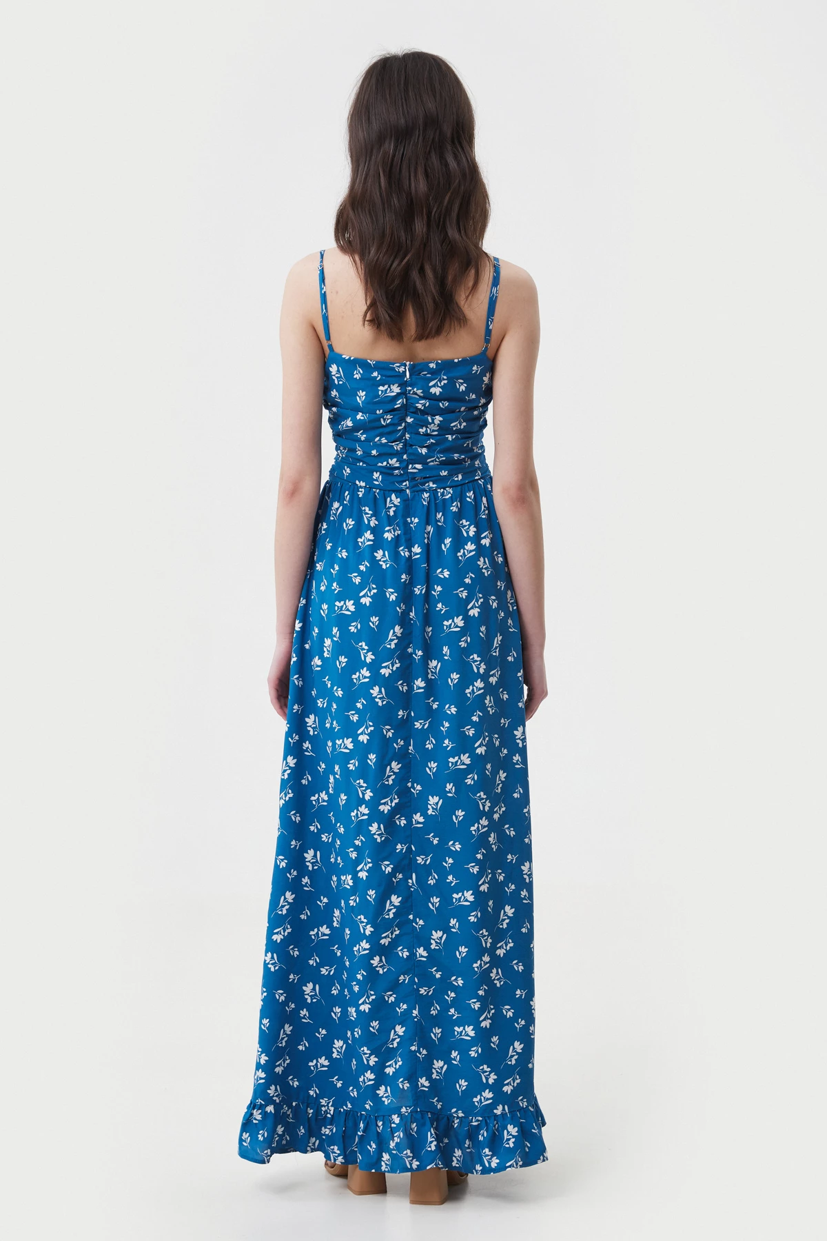 Blue viscose maxi sundress in floral print, photo 5