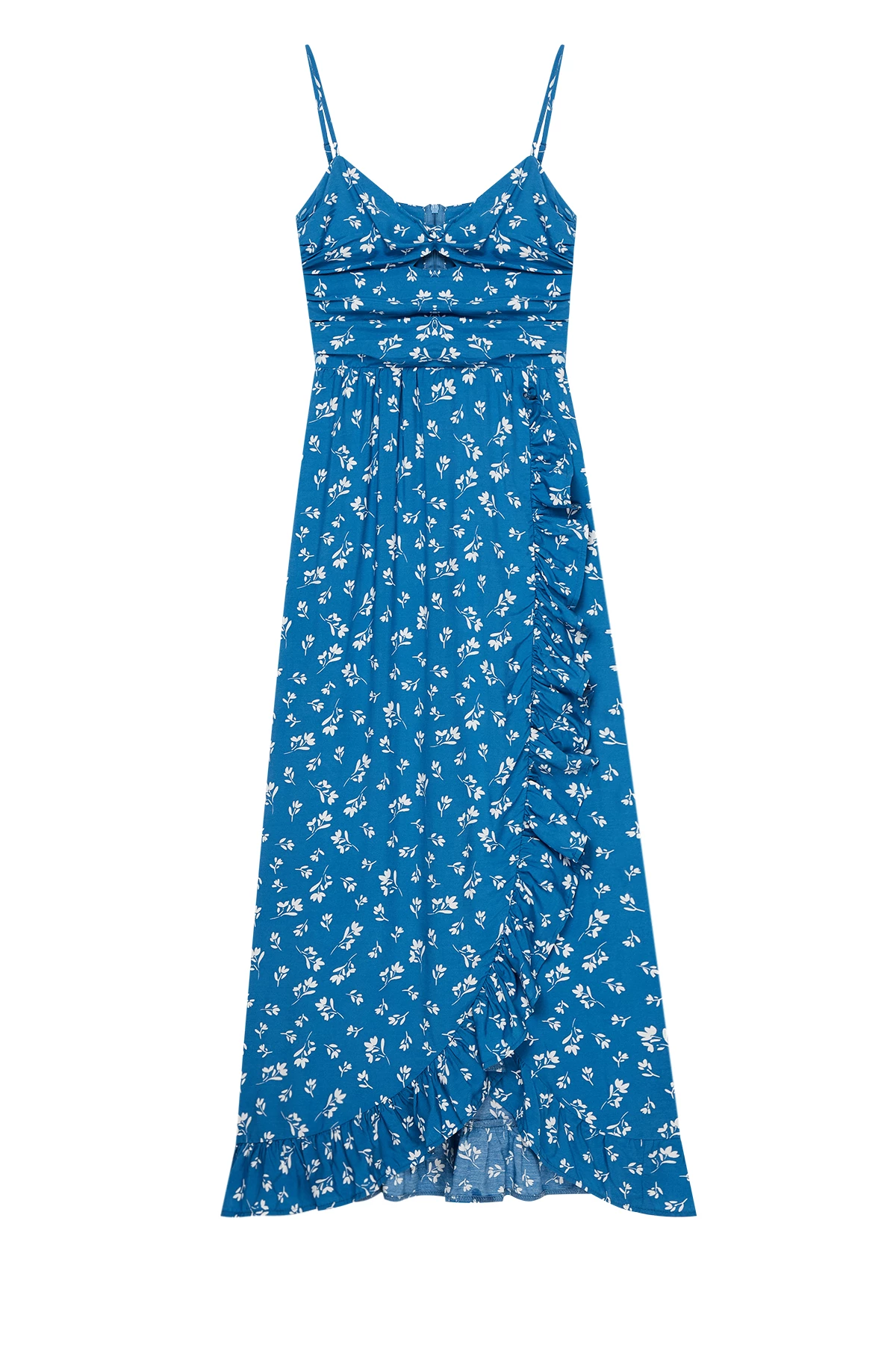 Blue viscose maxi sundress in floral print, photo 6