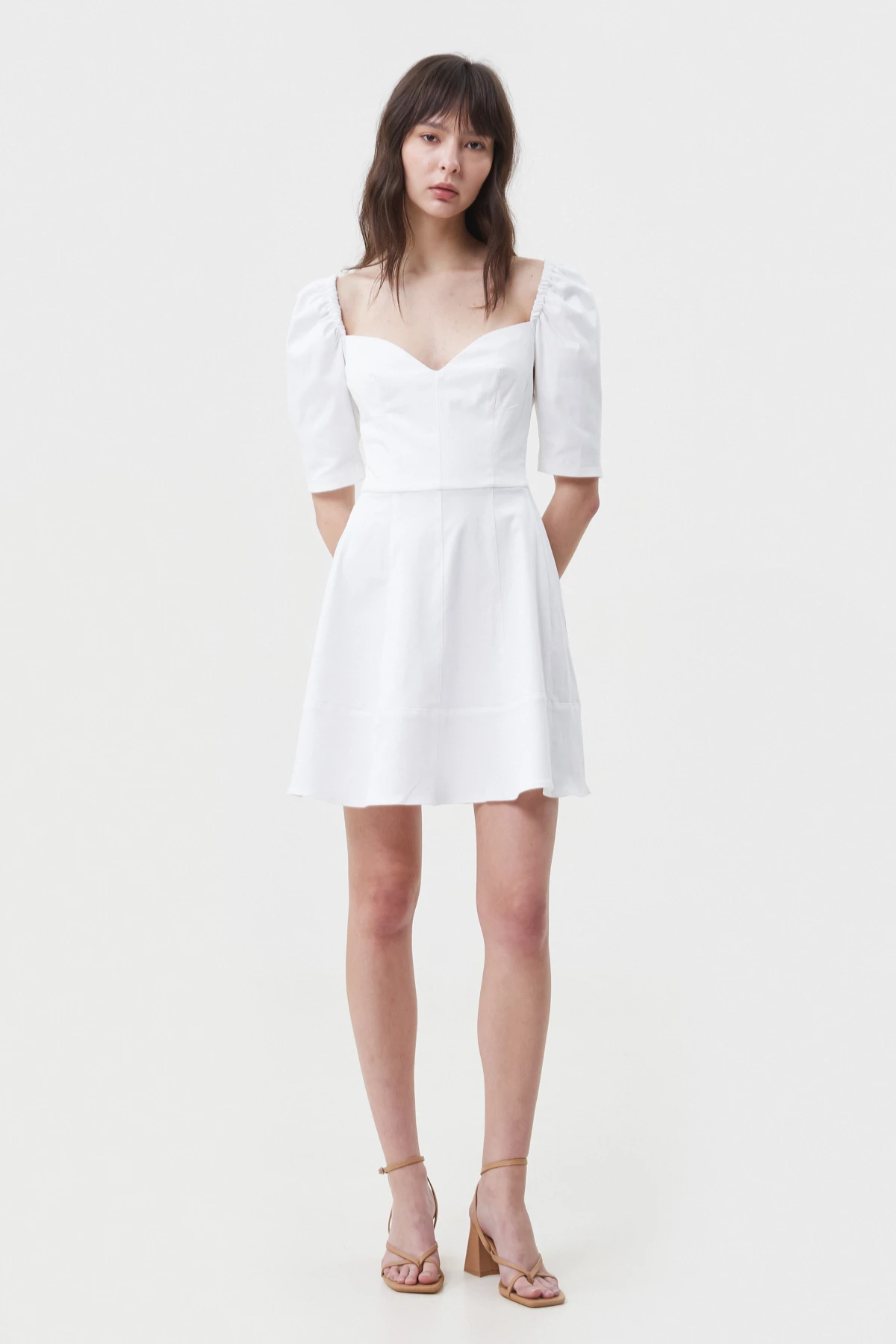 Біла коротка сукня з котону, фото 2