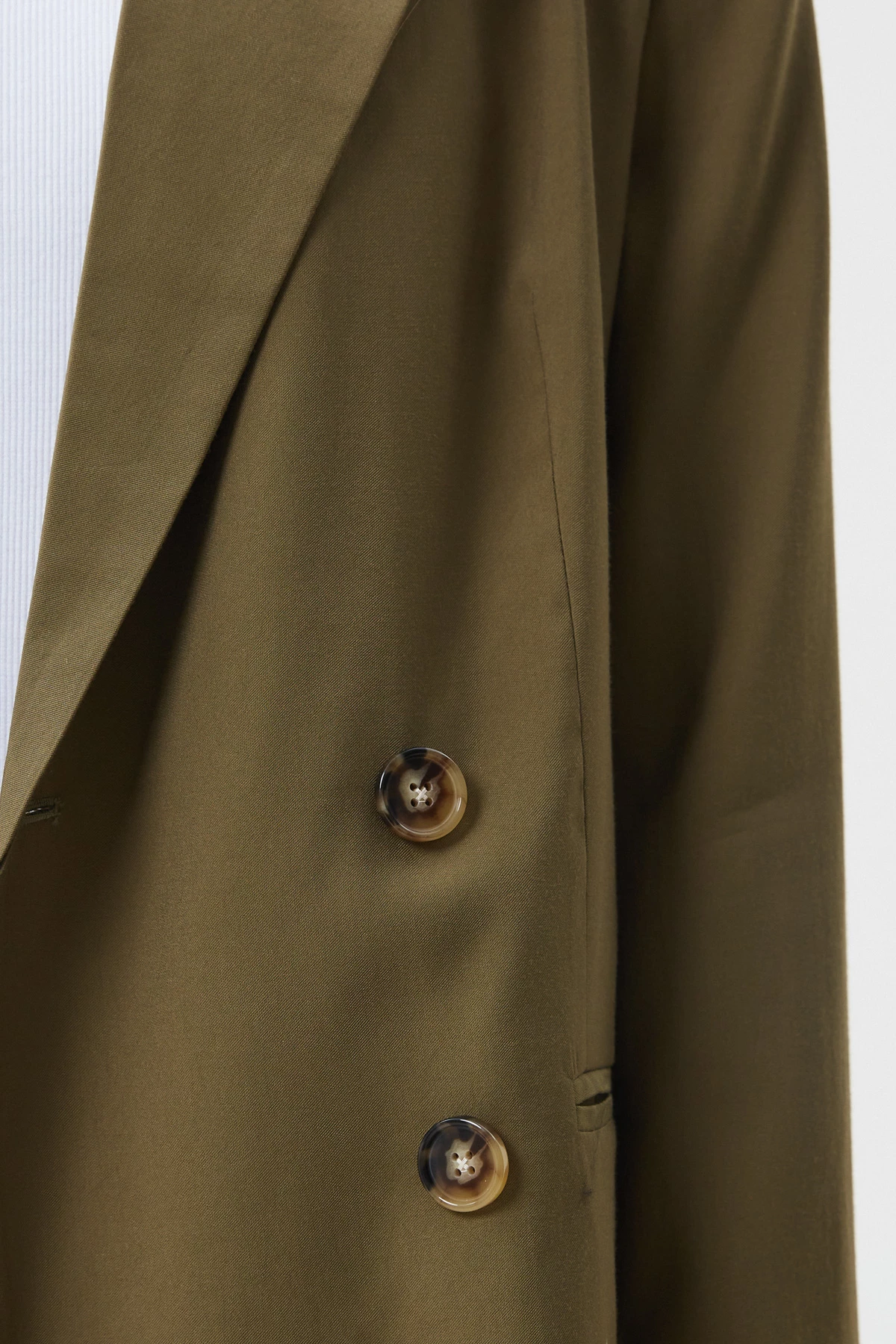 Double-breasted straight khaki jacket made of suit fabric with viscose, photo 3