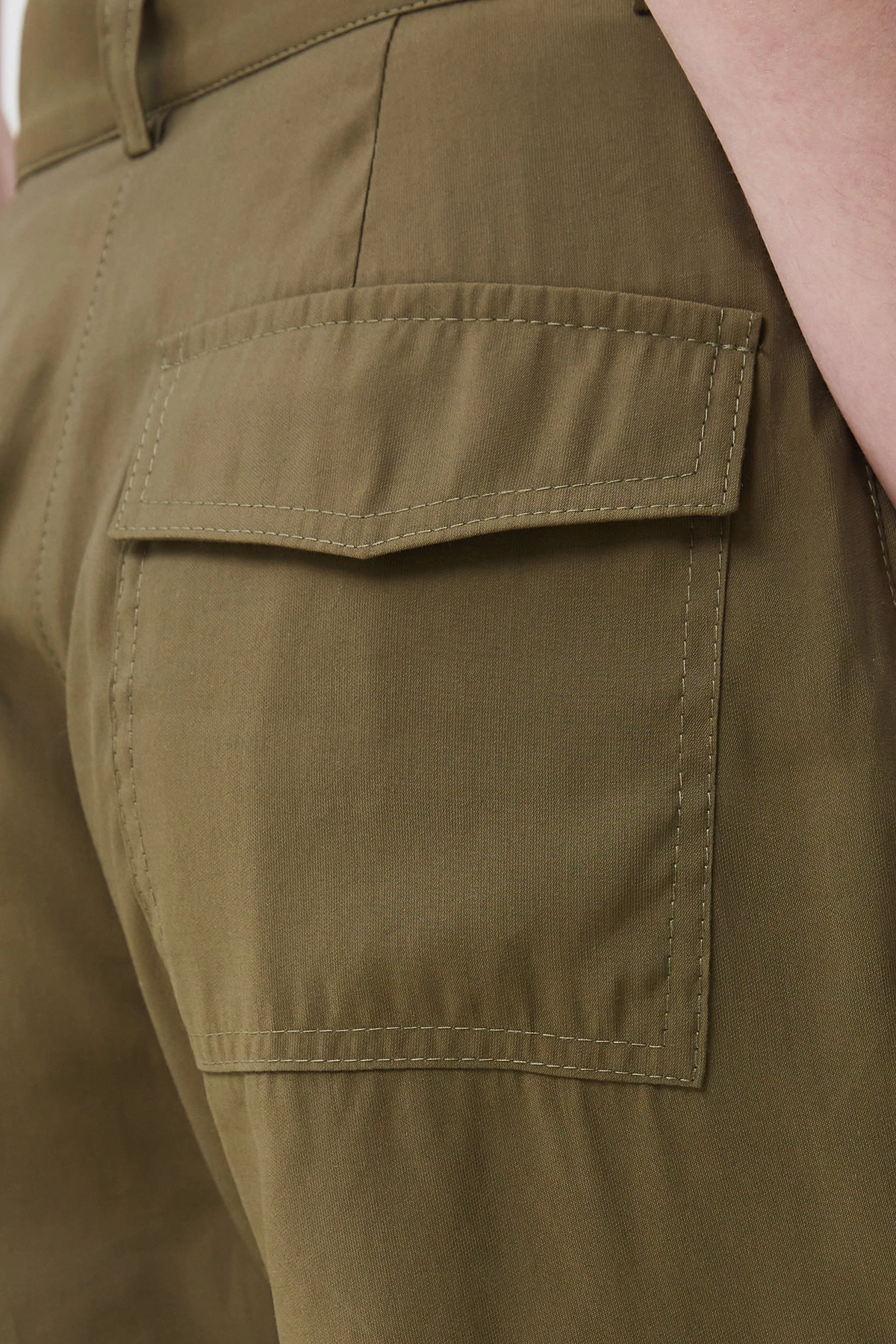 Khaki cargo pants made of suit fabric with viscose, photo 3