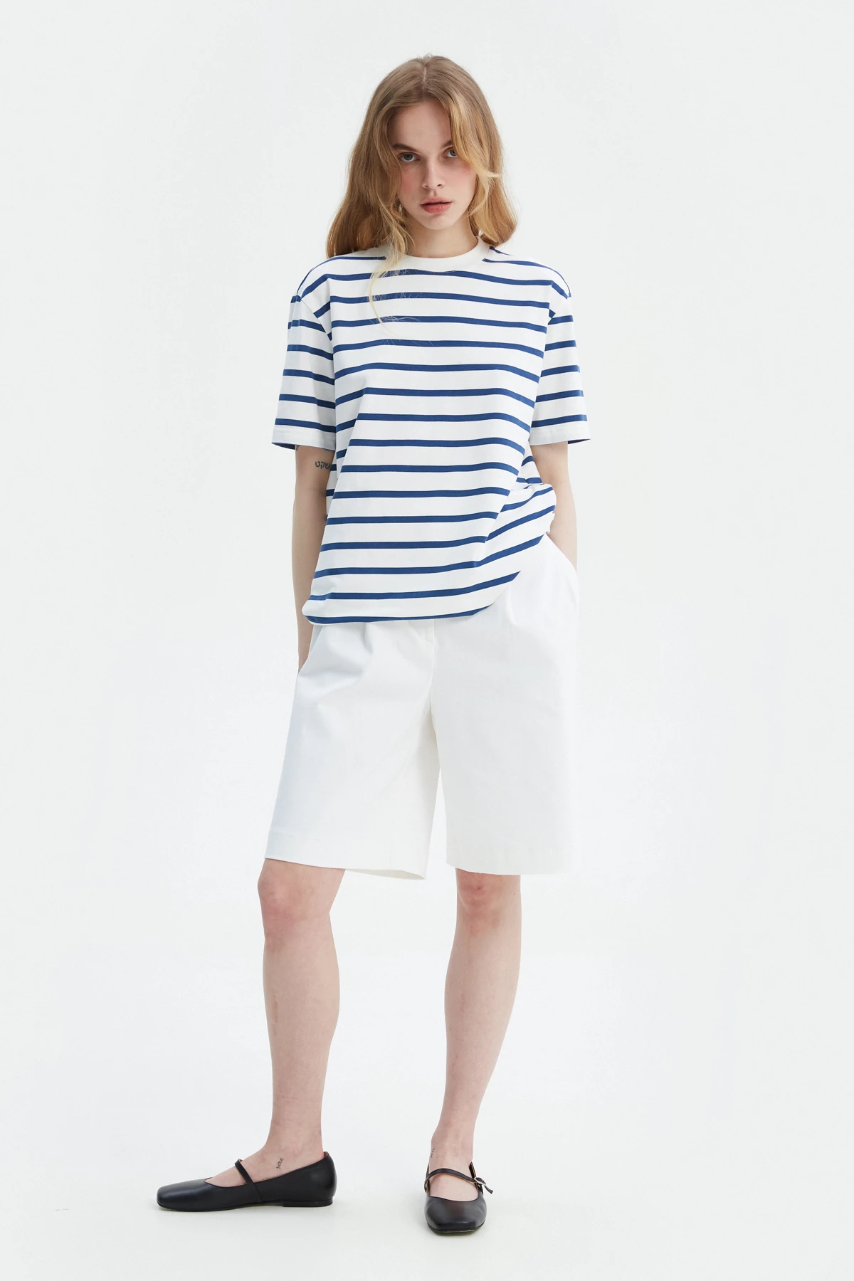 Striped white and blue cotton T-shirt, photo 2