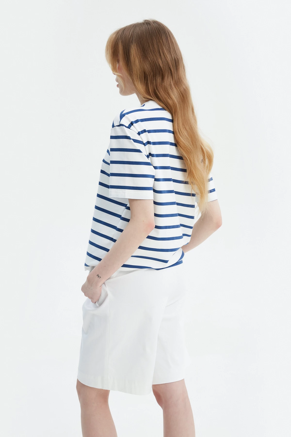 Striped white and blue cotton T-shirt, photo 3