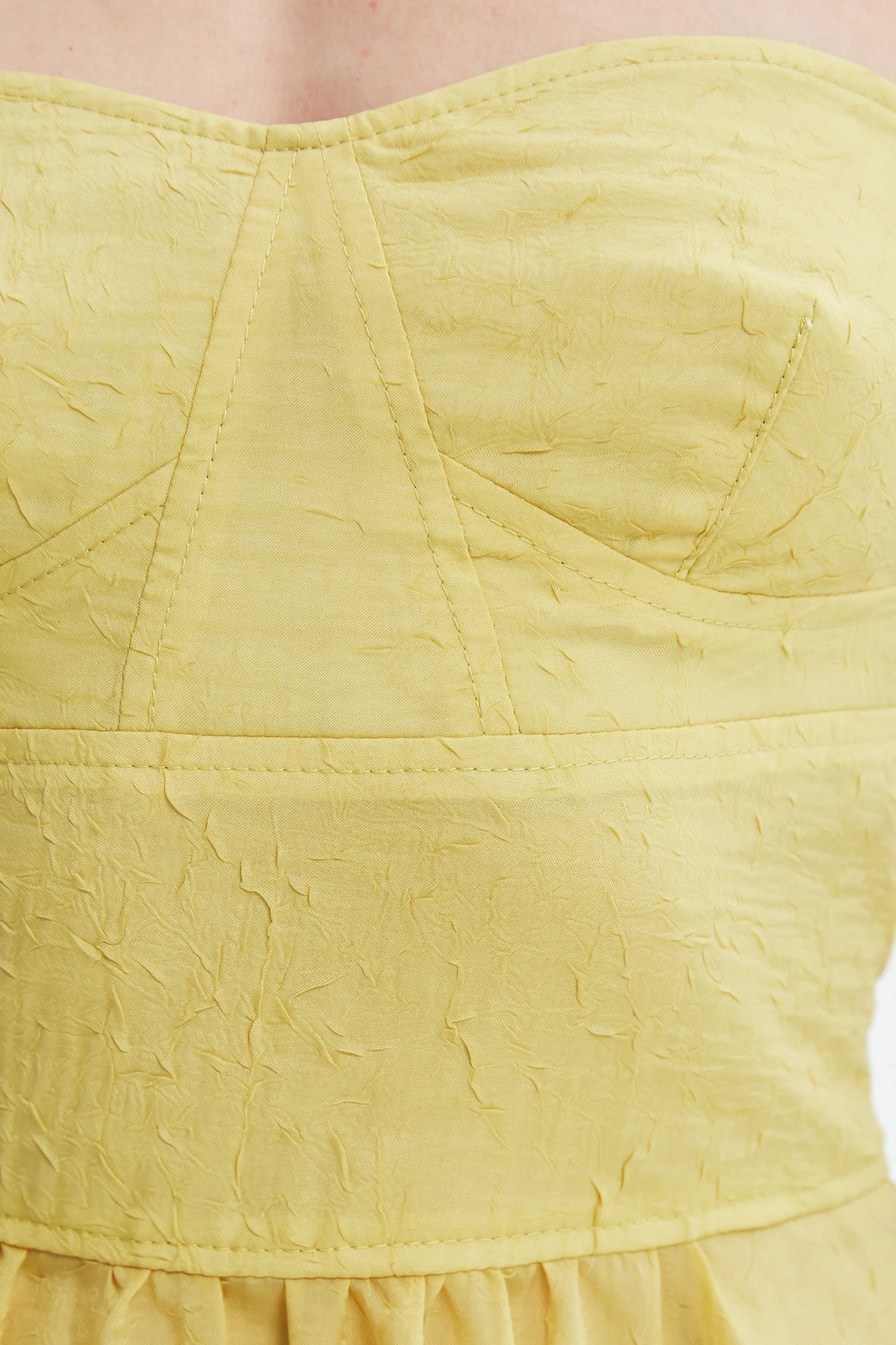 Гірчична сукня міді з відкритими плечима з шифону, фото 4