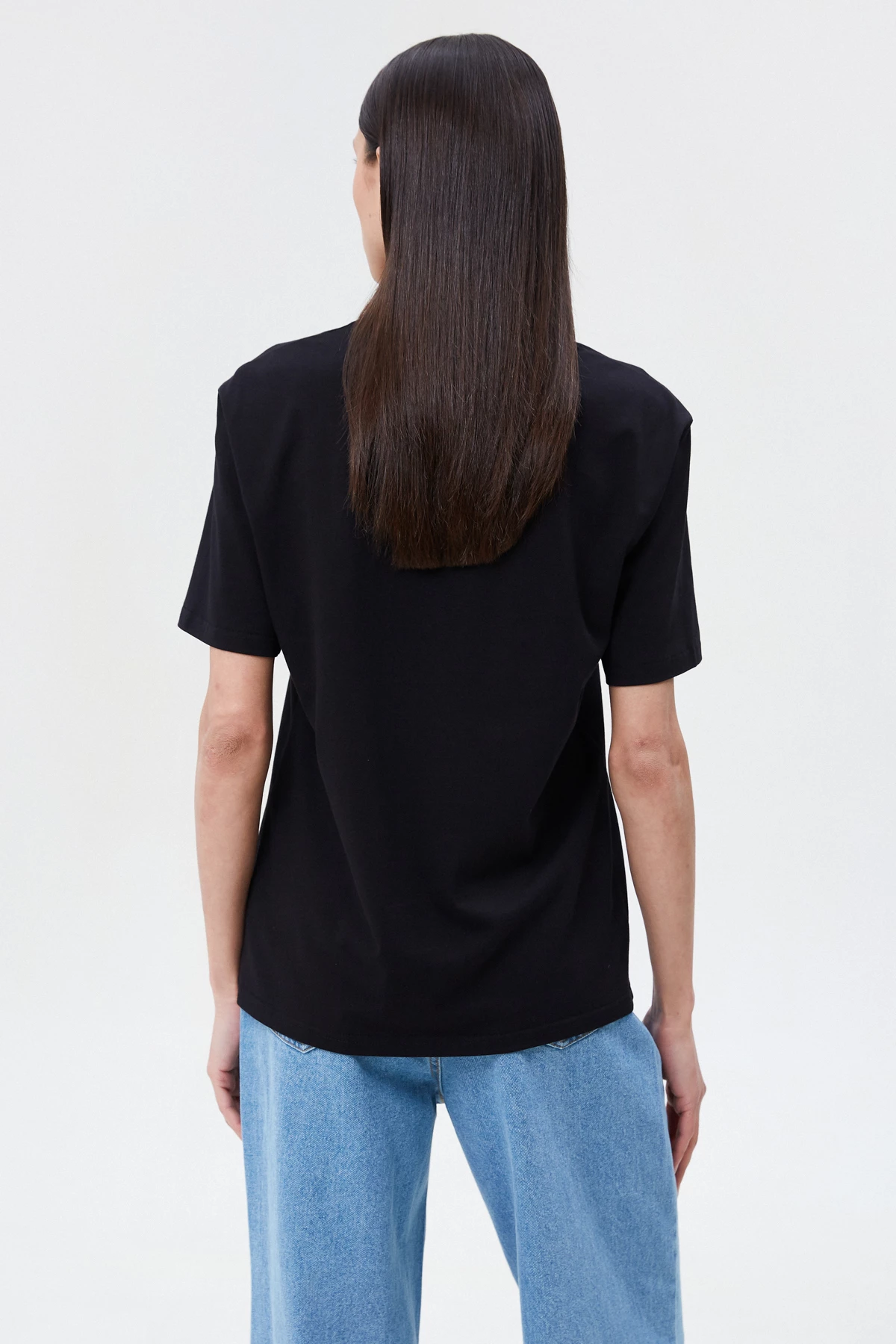 Black cotton T-shirt with "Wheat" embroidery, photo 4