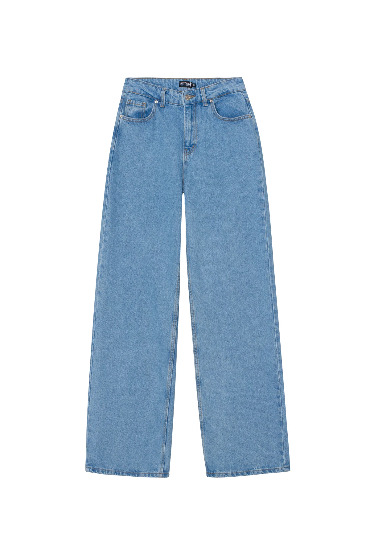 Подовжені прямі джинси з блакитного деніму, фото 5
