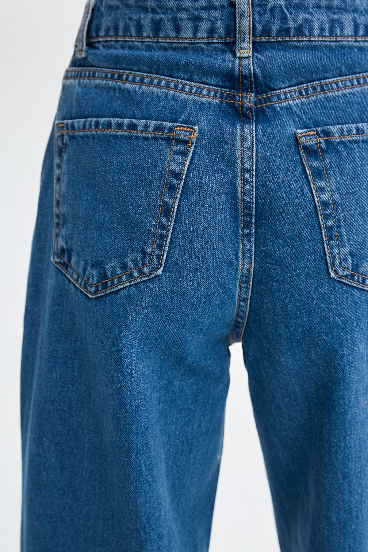 Подовжені прямі джинси з синього деніму, фото 3