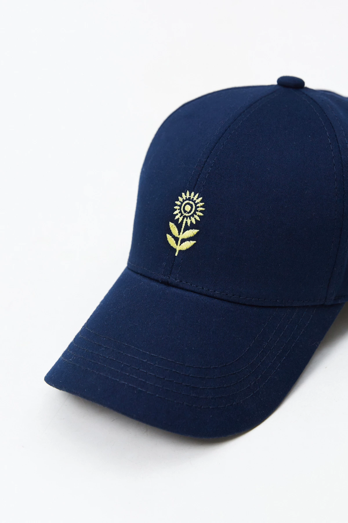 Navy blue cotton cap with "Sunflower" embroidery, photo 1