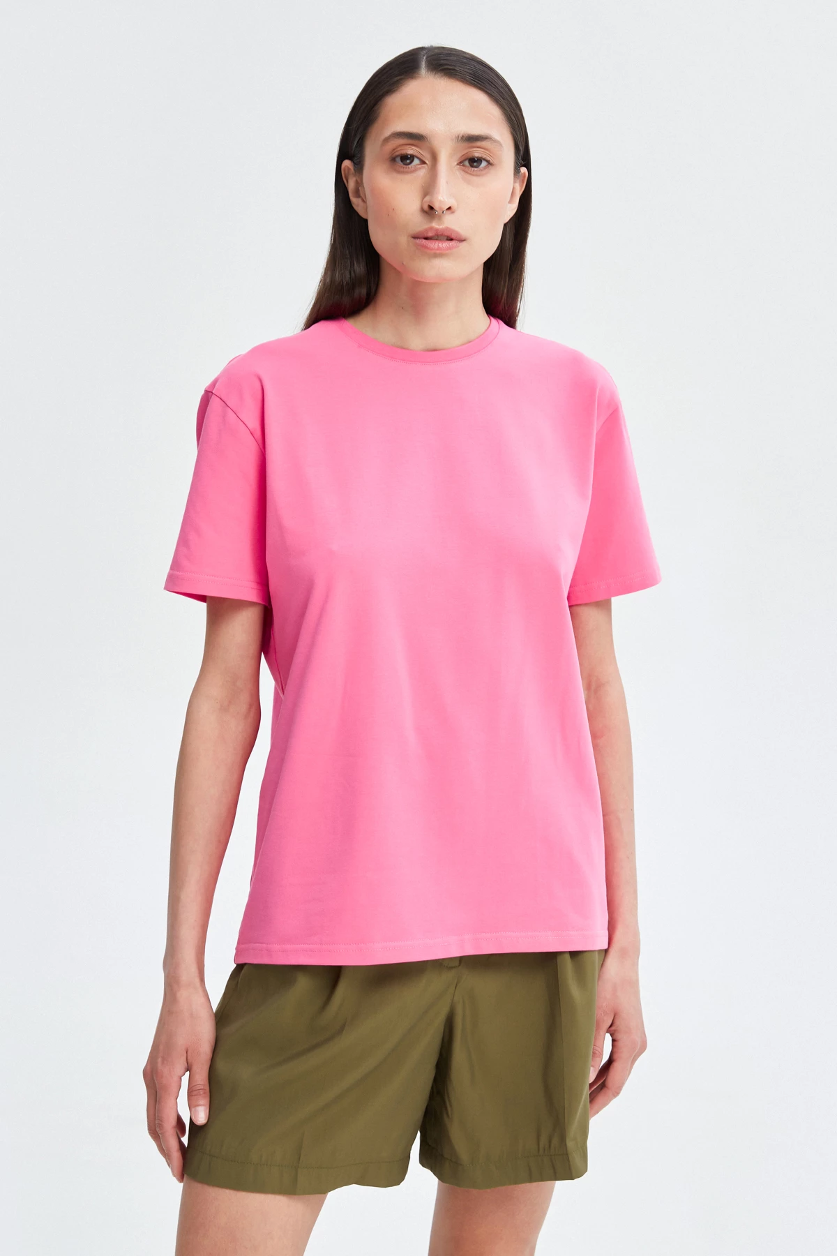 Рожева базова футболка з бавовни, фото 2