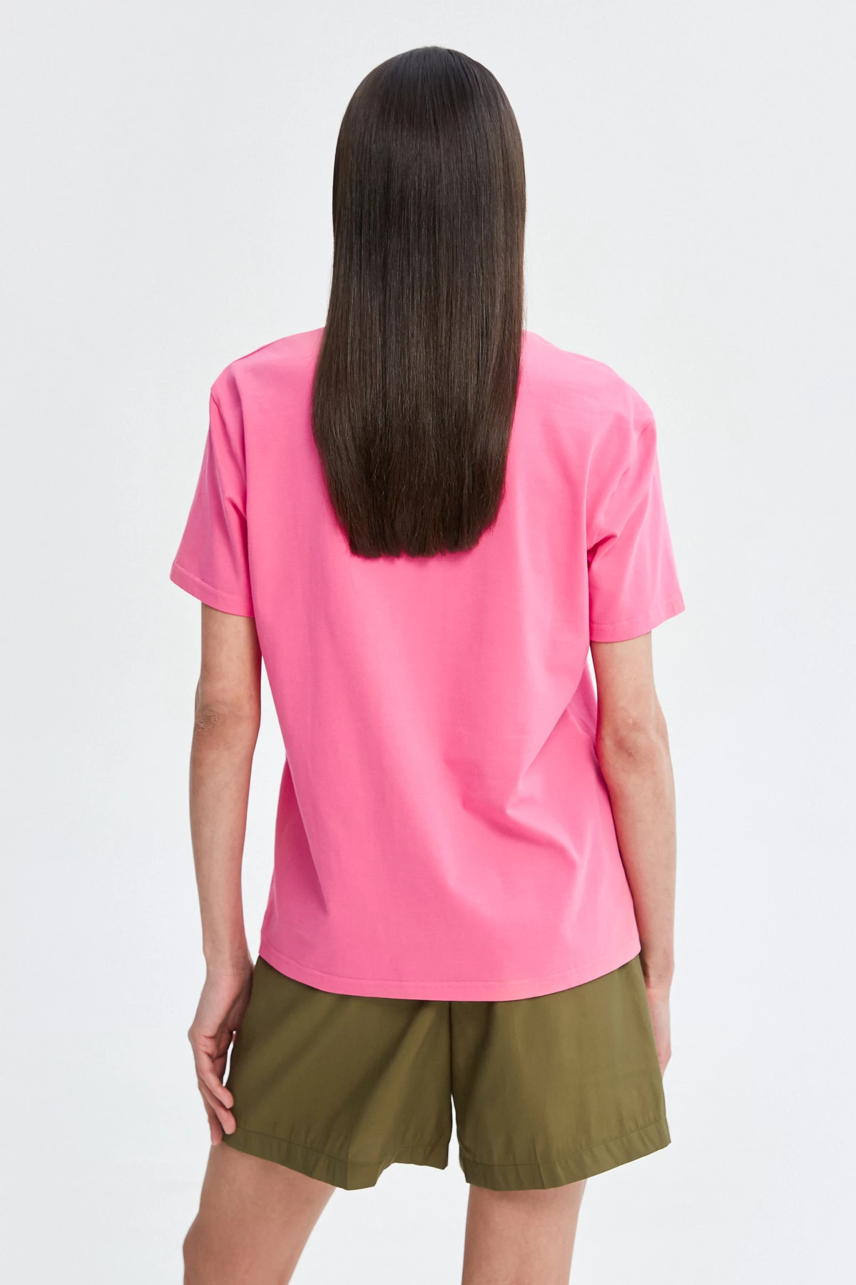 Рожева базова футболка з бавовни, фото 3