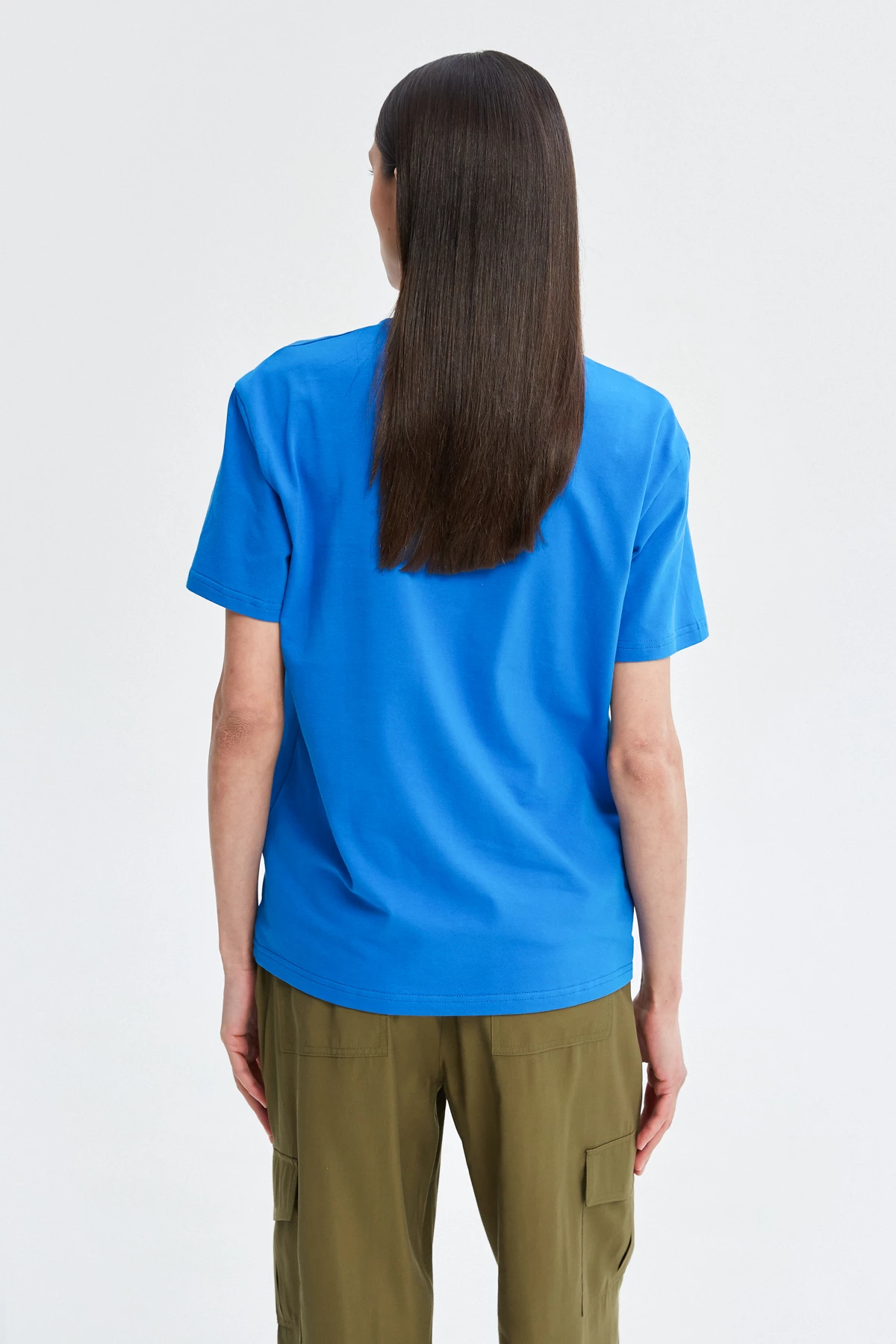 Синя базова футболка з бавовни, фото 3