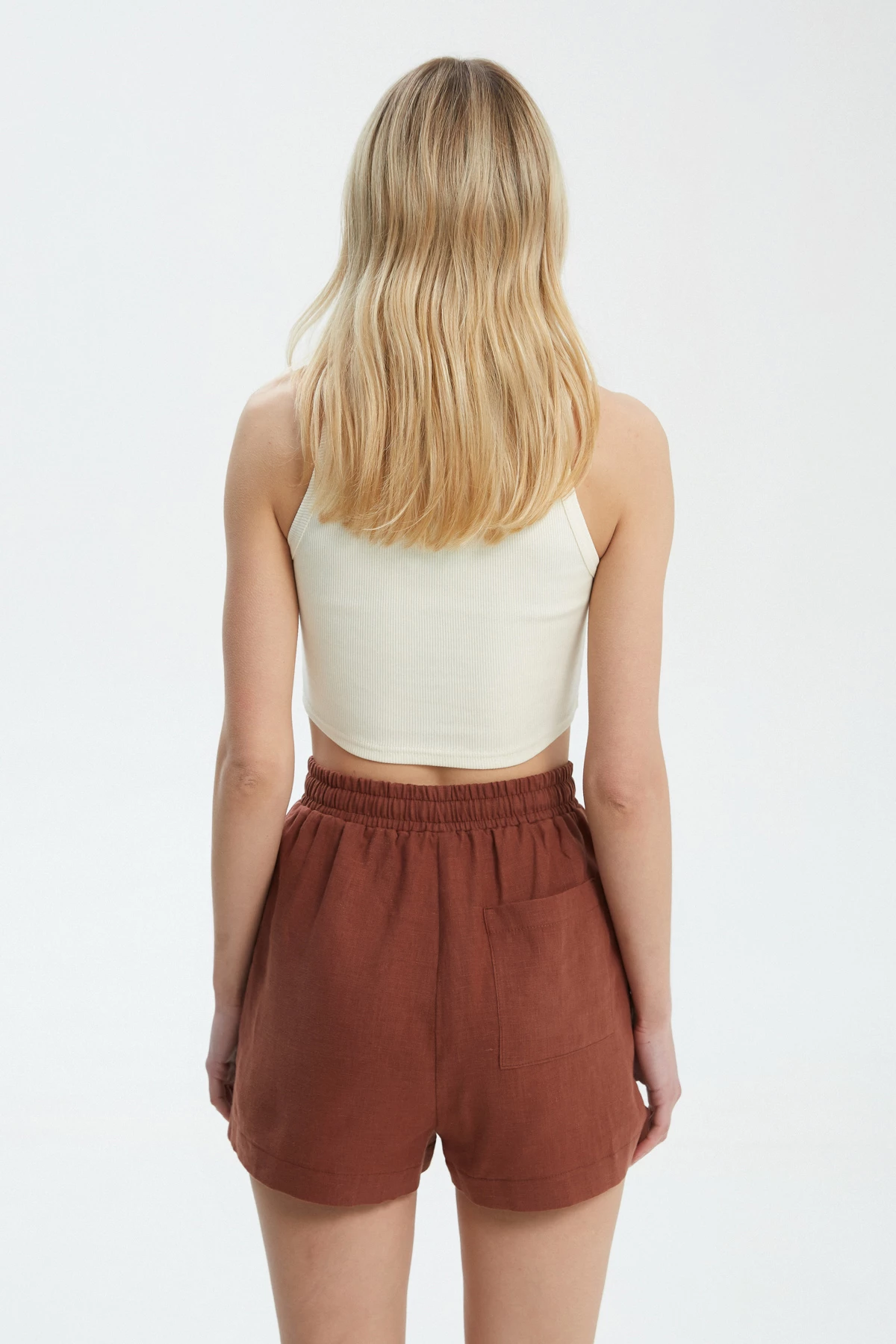 Milky cotton crop top with an oval neckline, photo 3