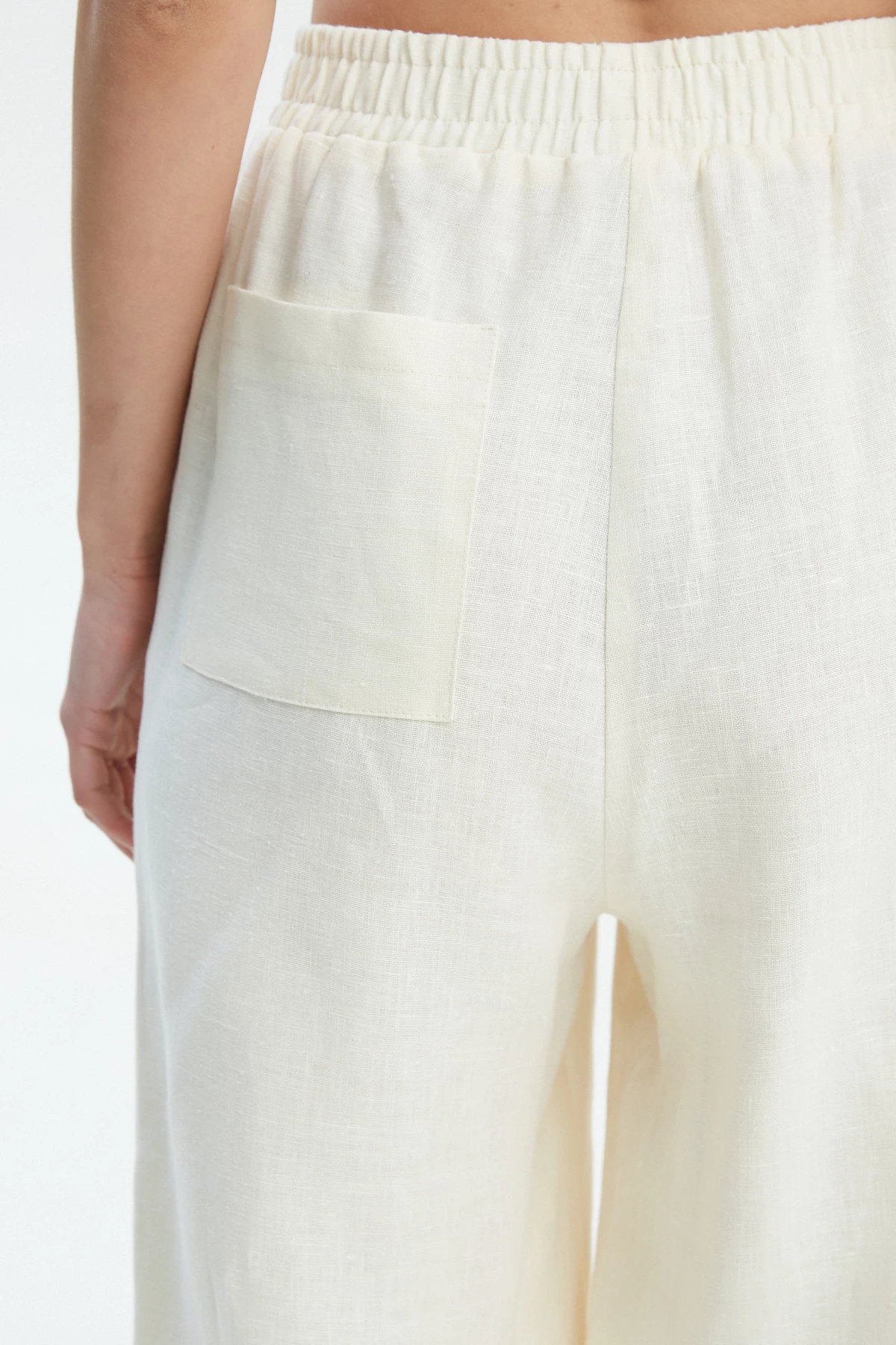 Milky loose-fit pants made of 100% linen, photo 3