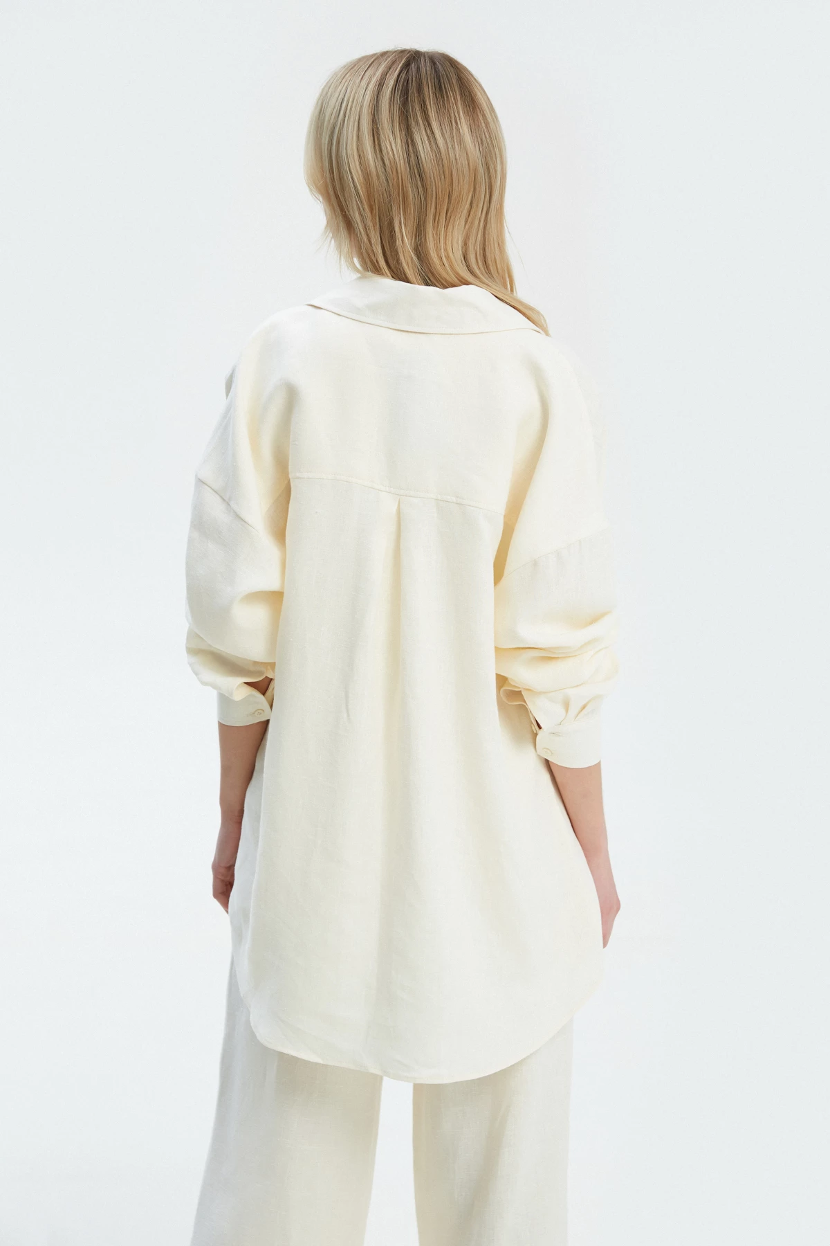 Milky loose-fit shirt made of 100% linen, photo 4