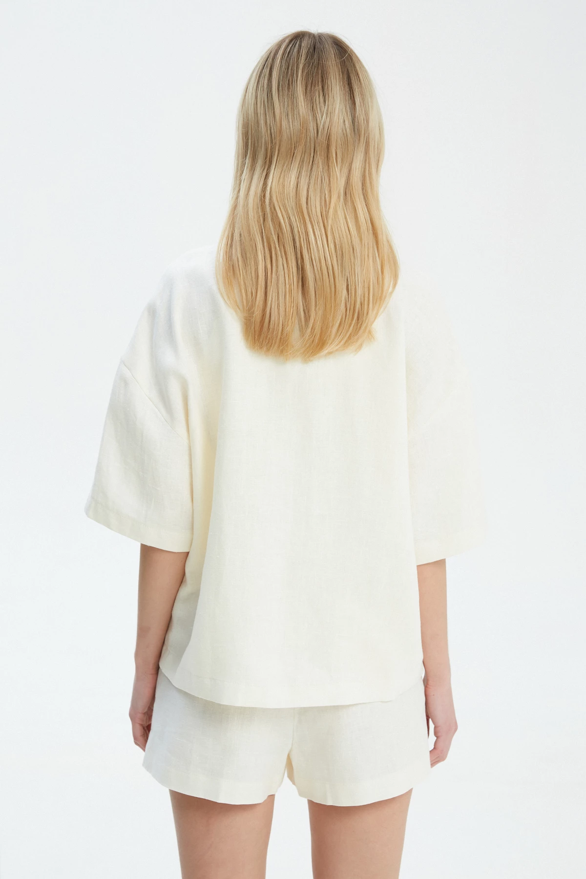 Milky linen shirt with elbow length sleeves, photo 3