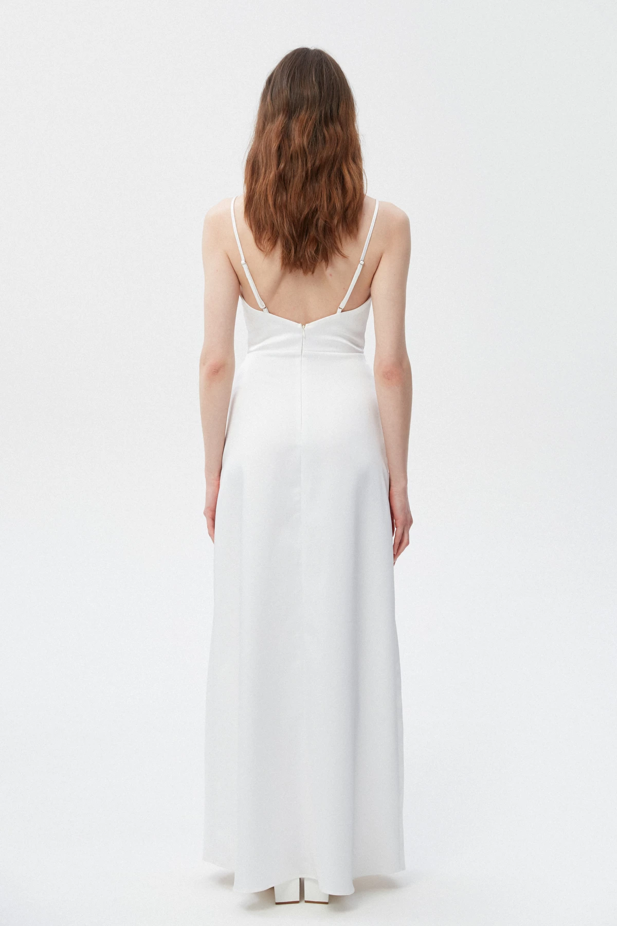 Біла сукня-комбінація максі з щільного сатину, фото 5