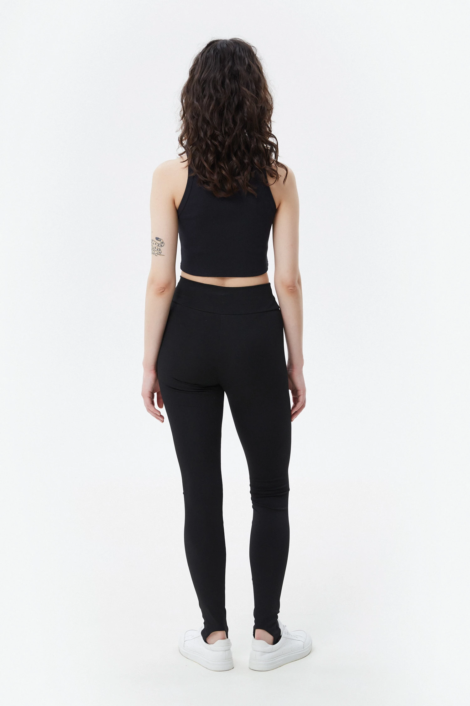 Black high-waisted stirrup leggings, photo 3