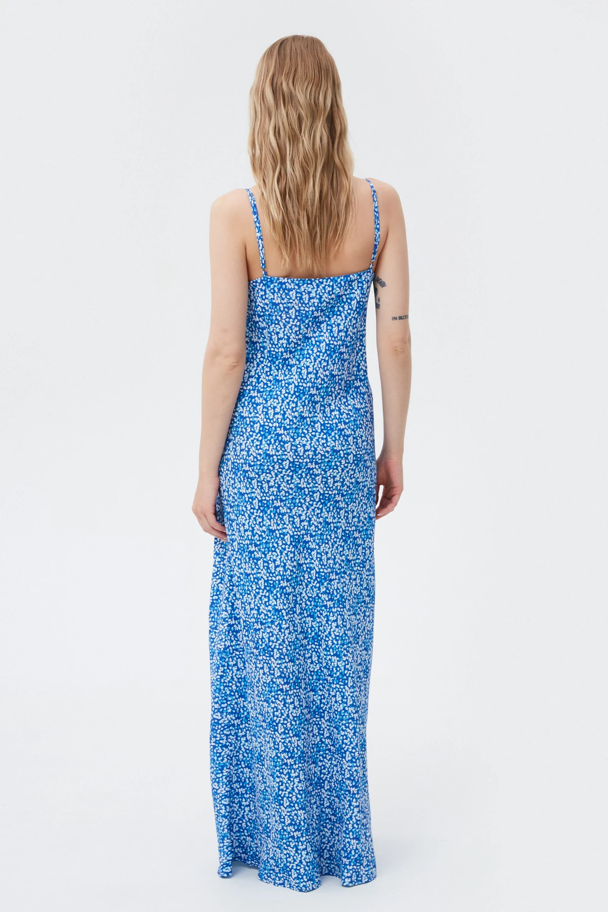 Сукня-комбінація максі в принт "сині краплі" з віскози, фото 5