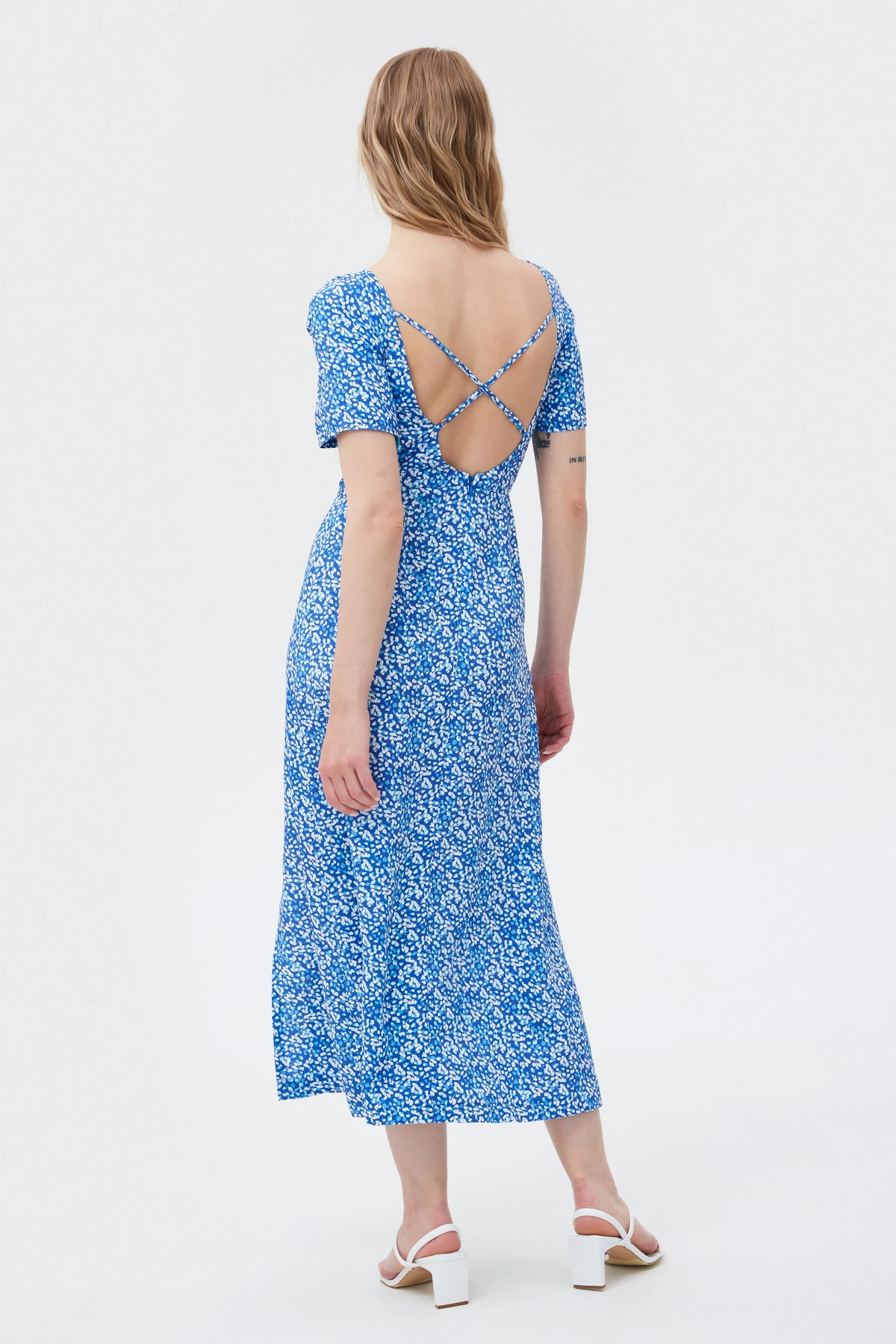 Midi viscose dress with "blue drops" print, photo 5