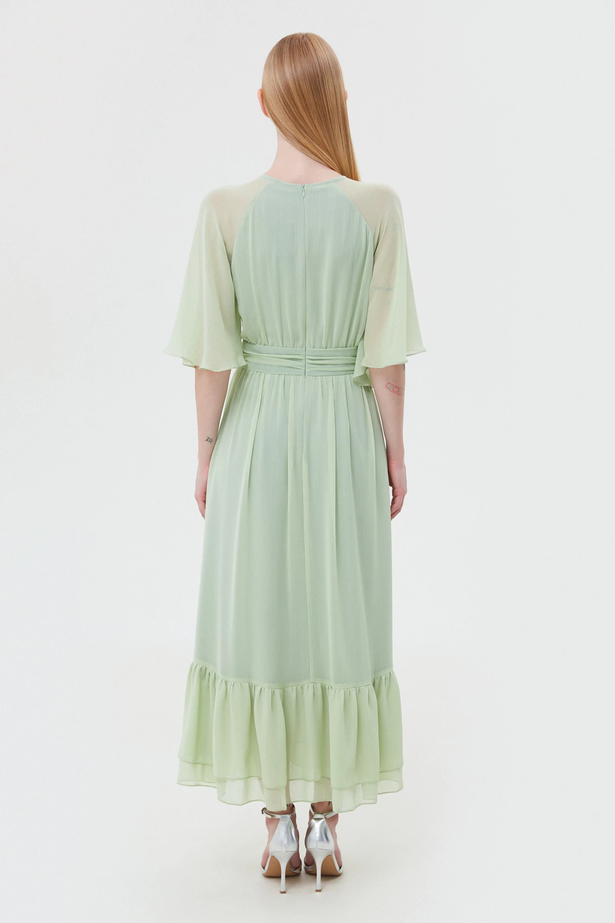 Фісташкова сукня міді з шифону, фото 6