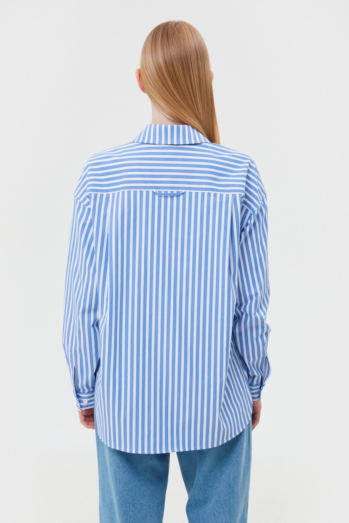 Loose-fit white striped cotton shirt, photo 5