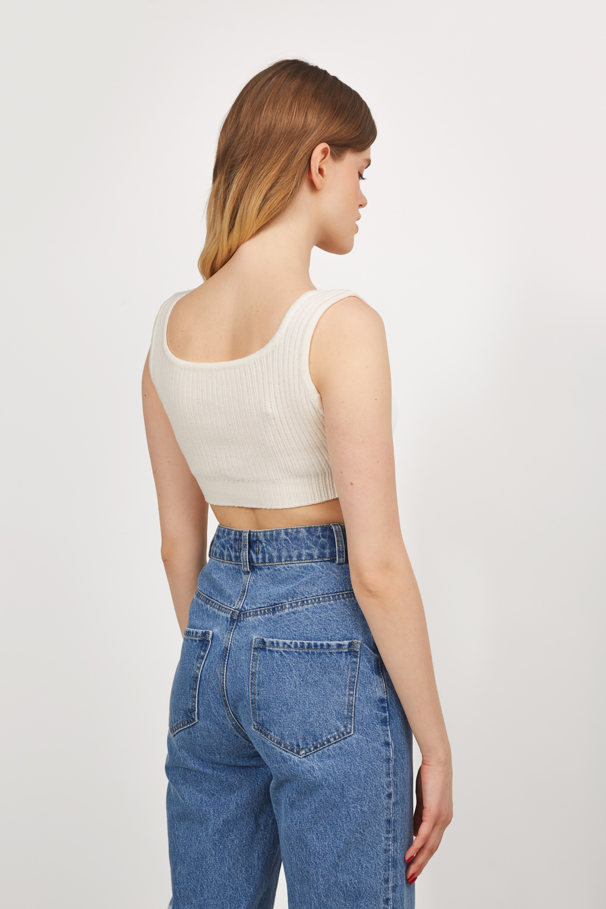 Milky white knitted crop top, photo 3
