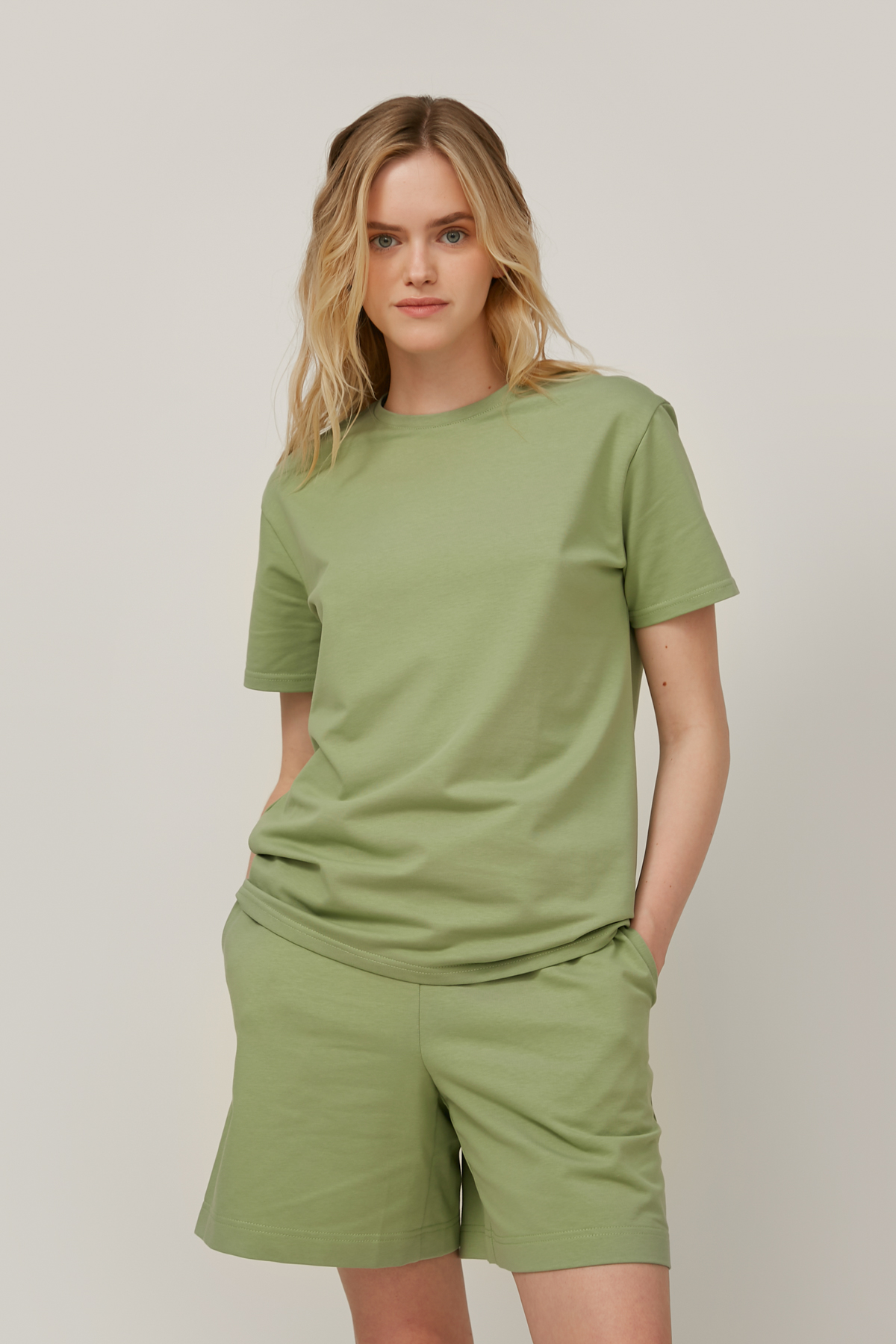 Salvia green basic jersey T-shirt, photo 1