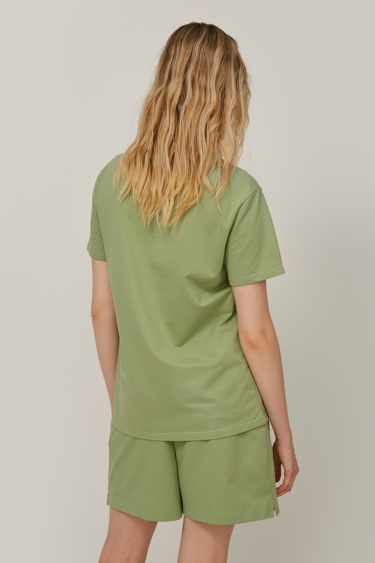 Salvia green basic jersey T-shirt, photo 3