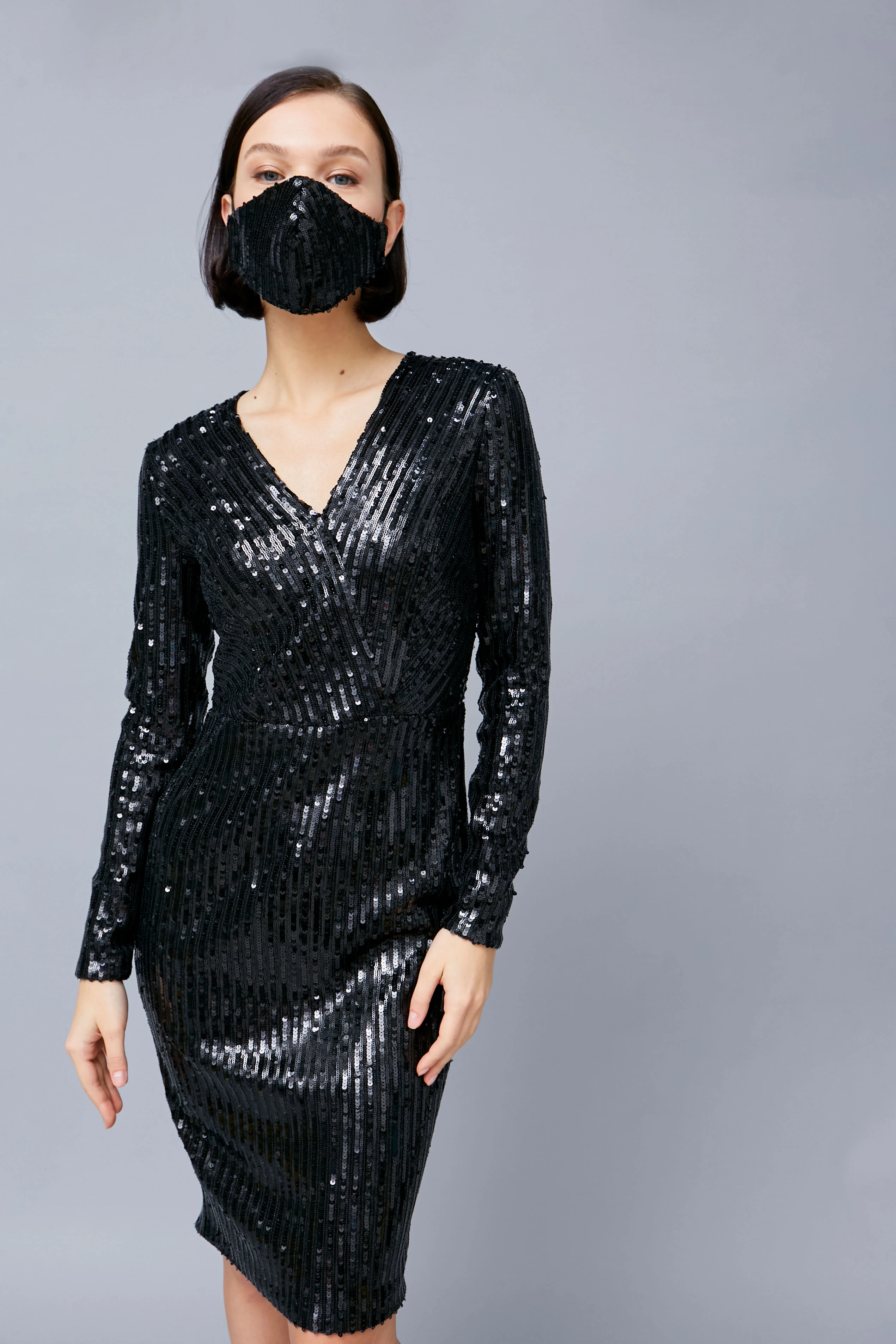 Black sequin fitted dress, photo 5