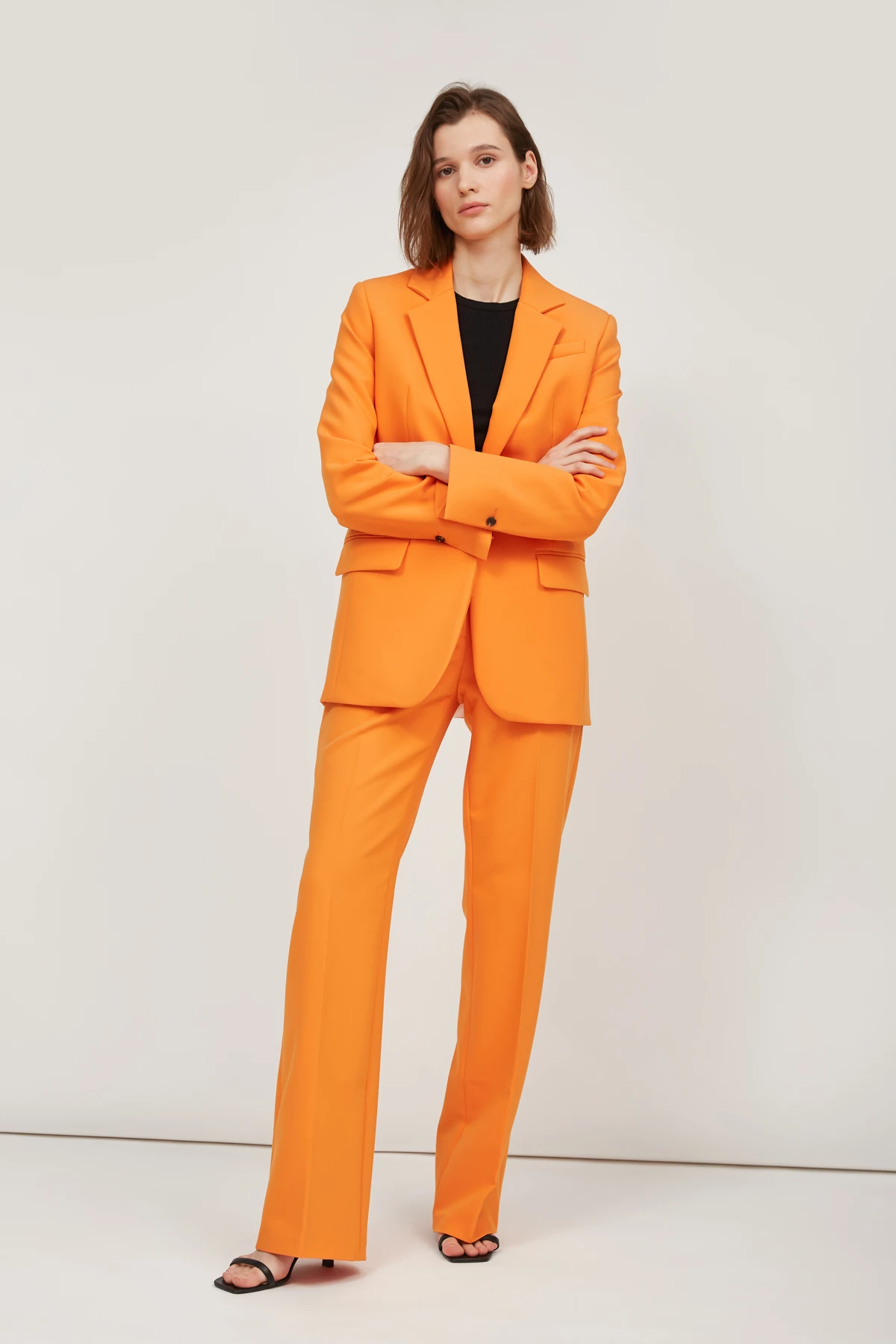 Штани прямого крою помаранчевого кольору , фото 2