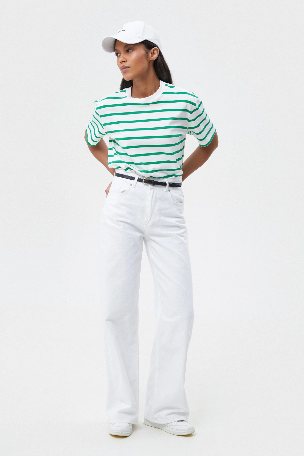 Cotton T-shirt with green stripes, photo 4