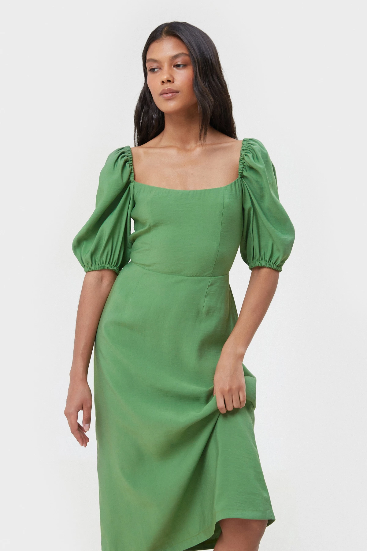 Оливкова сукня міді з віскозою, фото 2