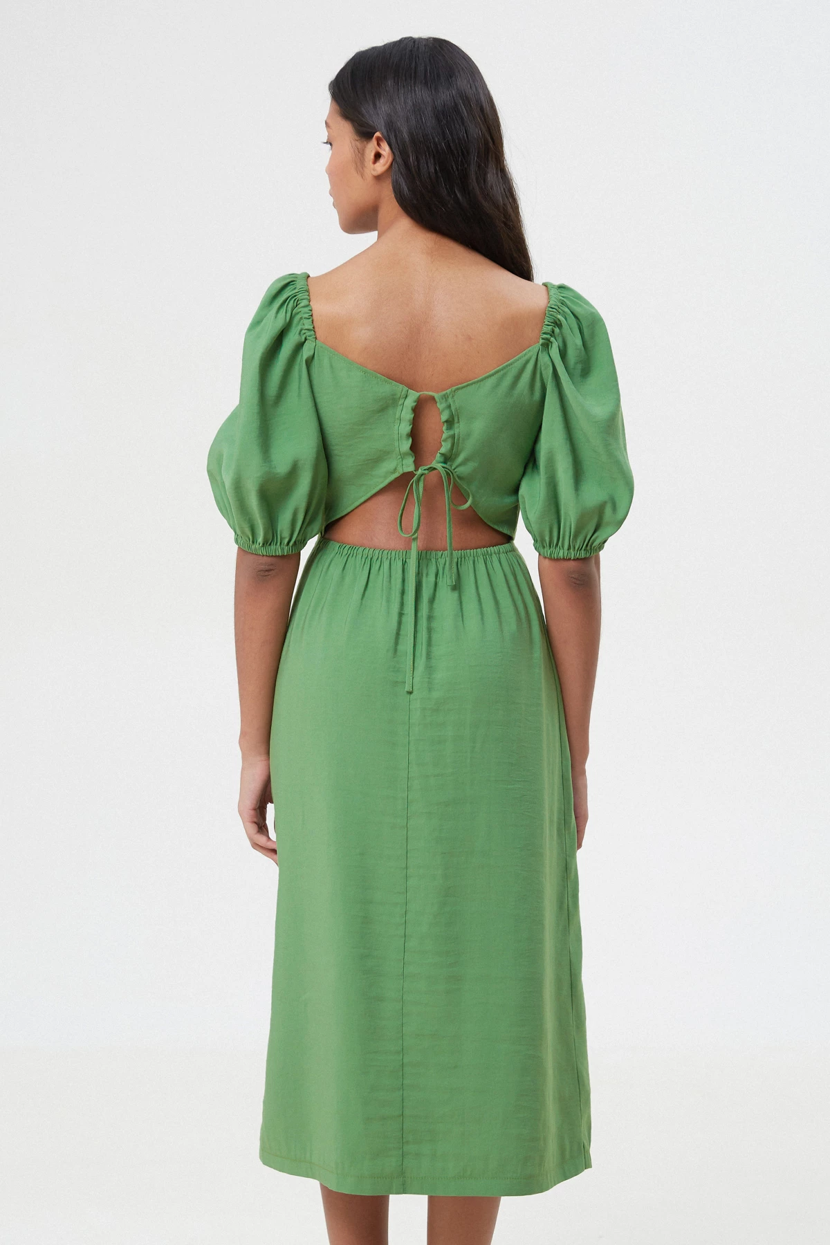 Оливкова сукня міді з віскозою, фото 6