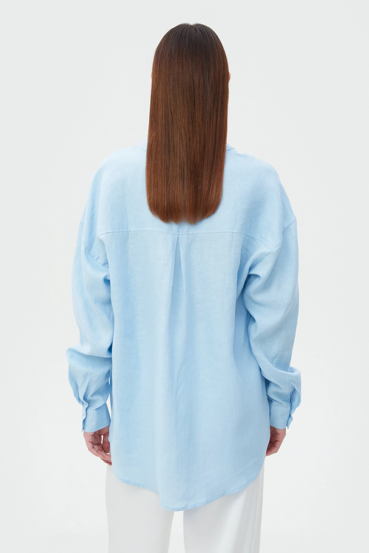 Blue loose-fit linen shirt , photo 4