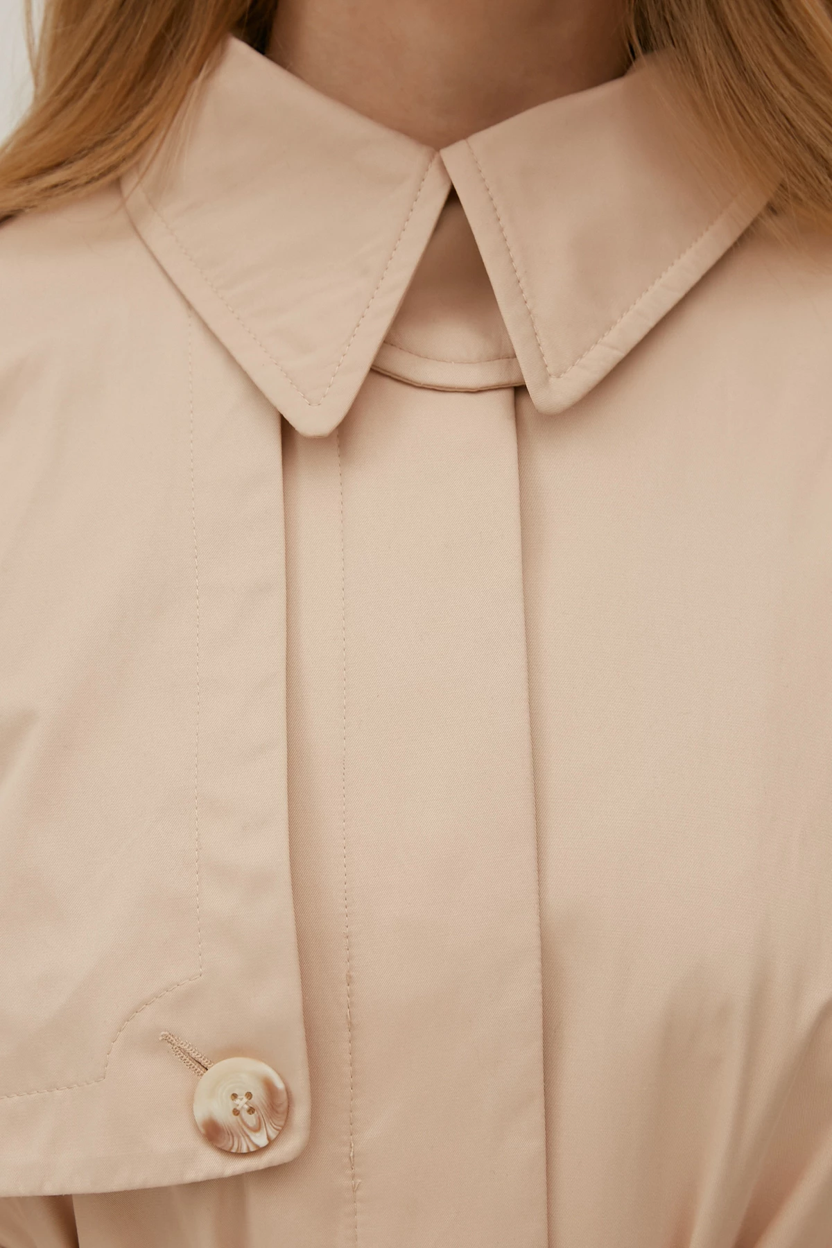 Light beige straight cut cotton trench coat, photo 10