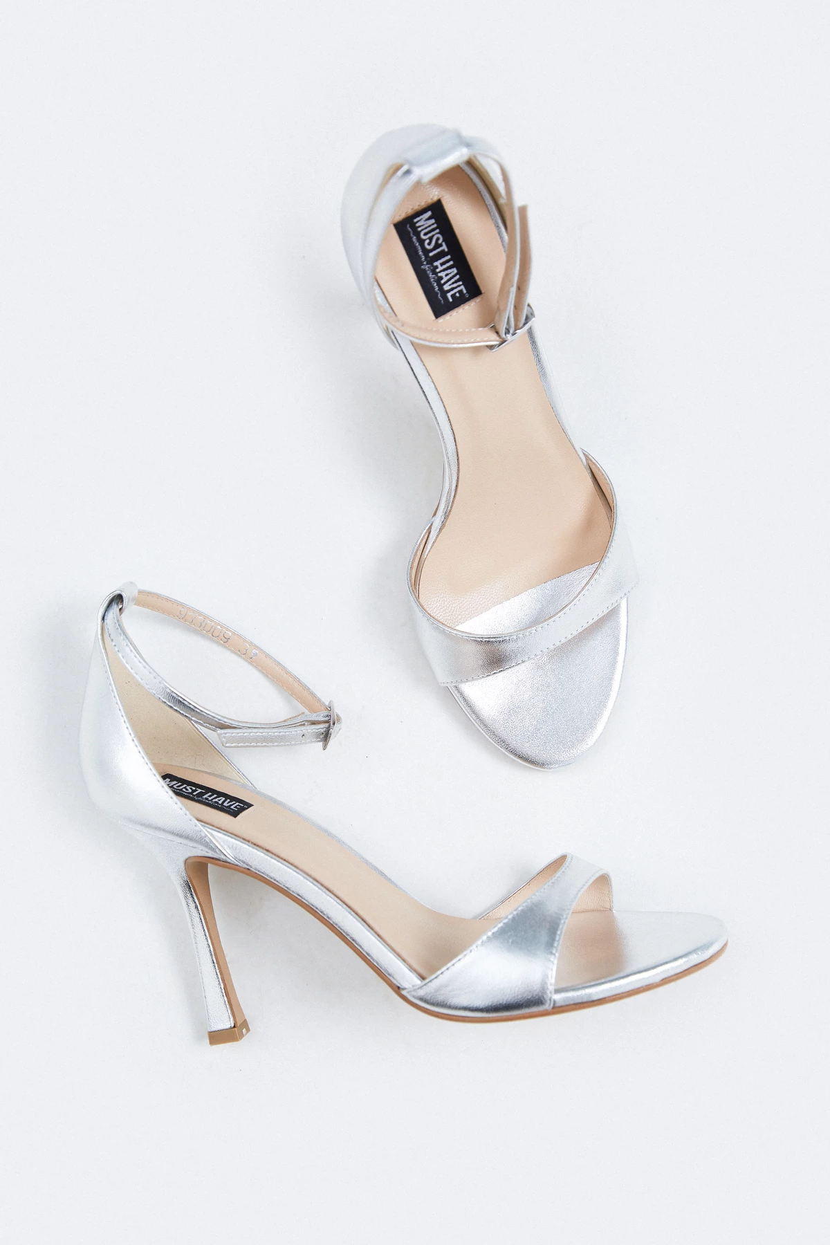 Silver heels made of genuine leather, photo 4