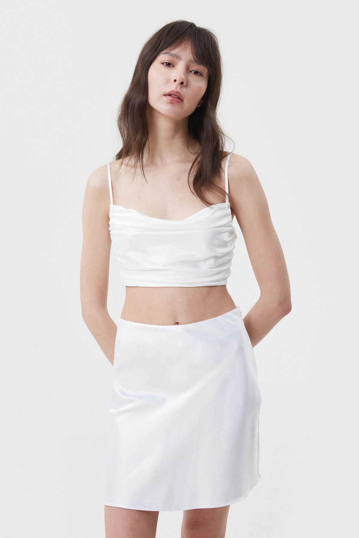 White short satin skirt, photo 4