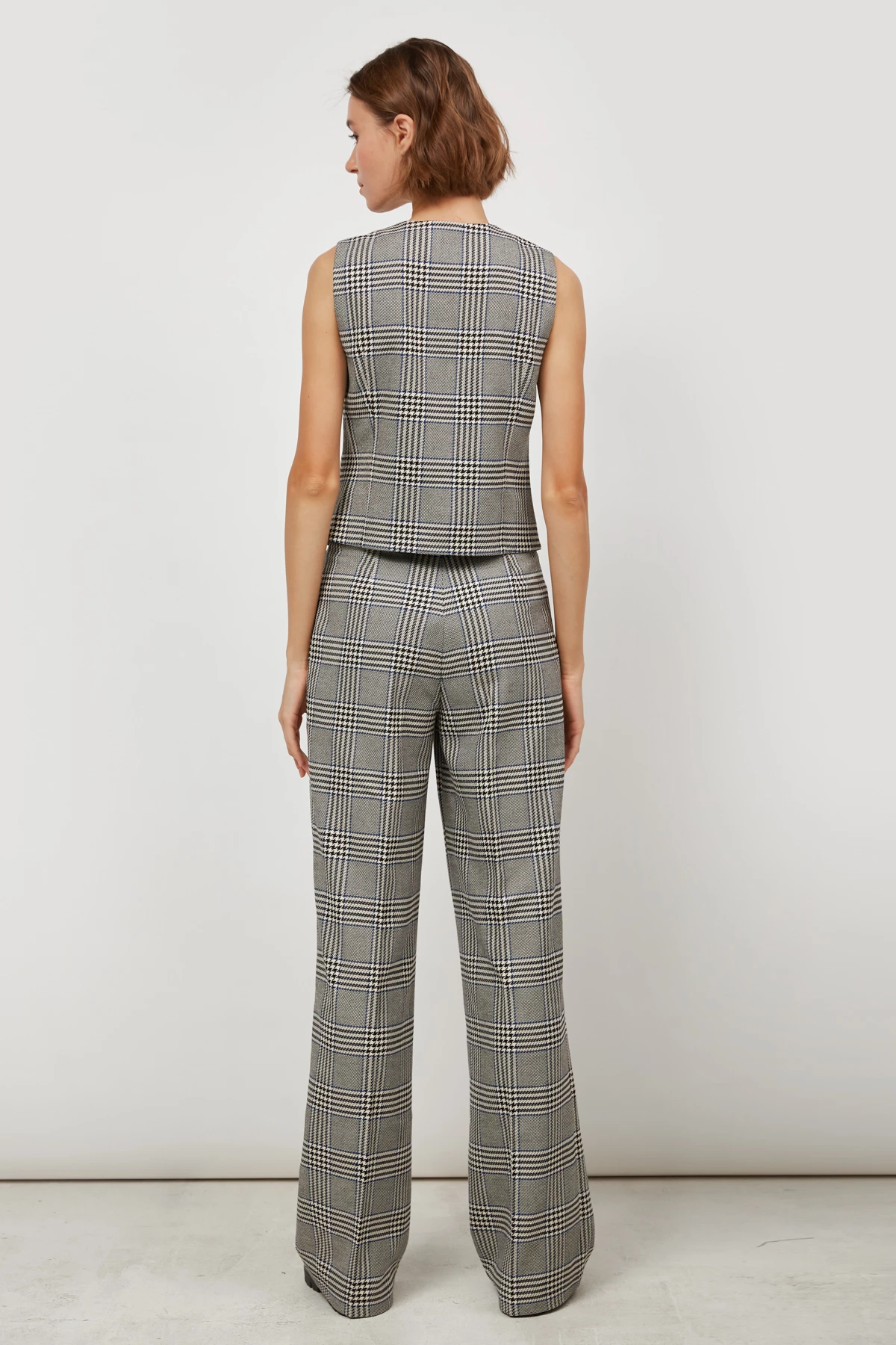 Long wide leg checked trousers, photo 4