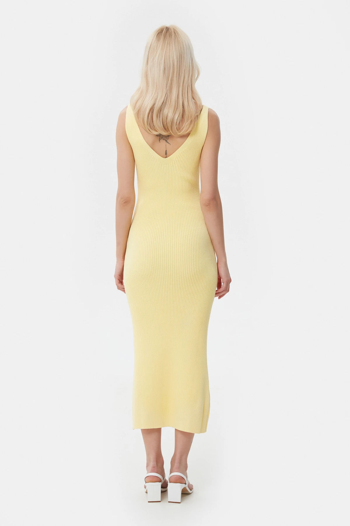 Жовта в'язана сукня міді в рубчик з віскозою, фото 6