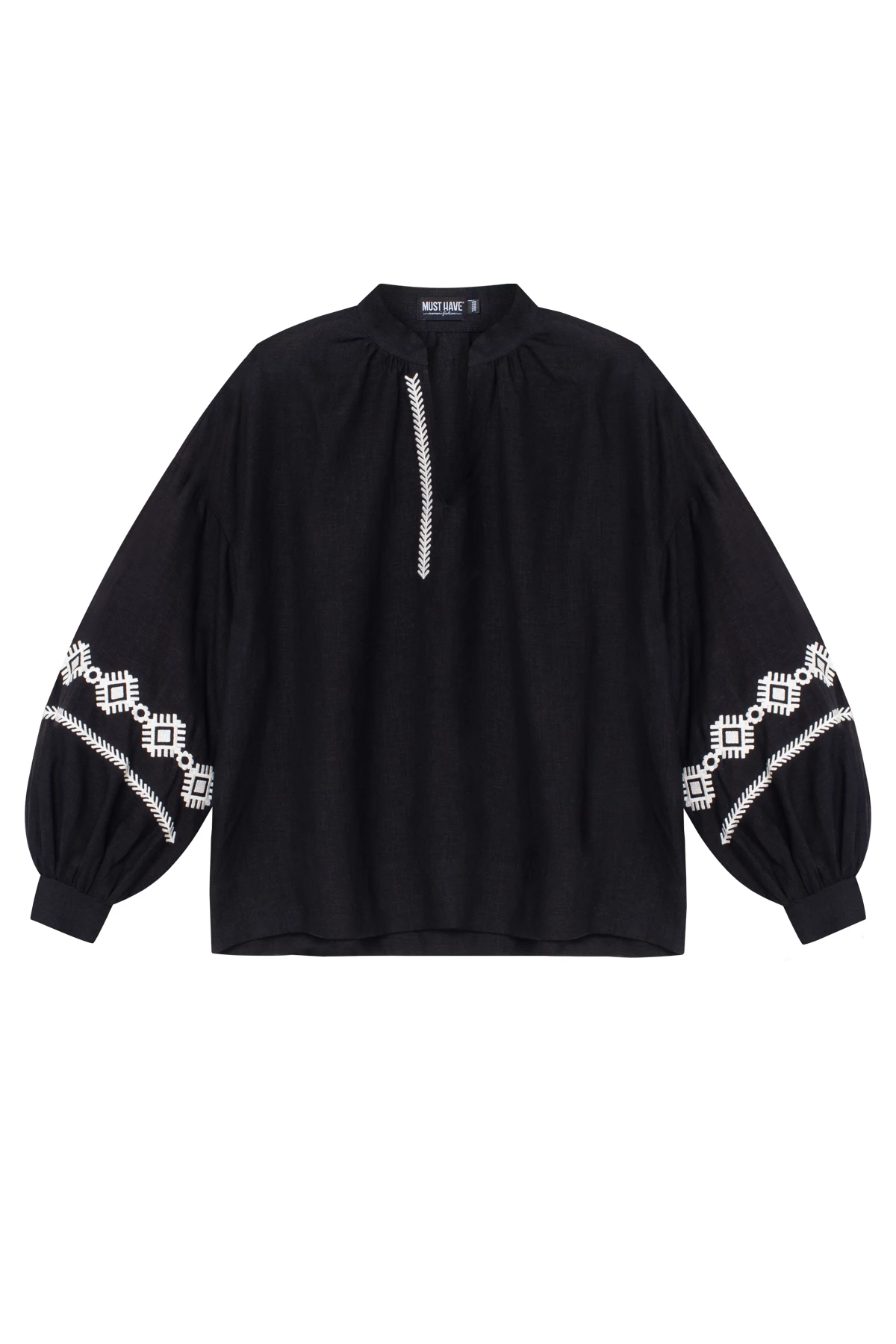 Black linen vyshyvanka shirt with floral embroidery, photo 7