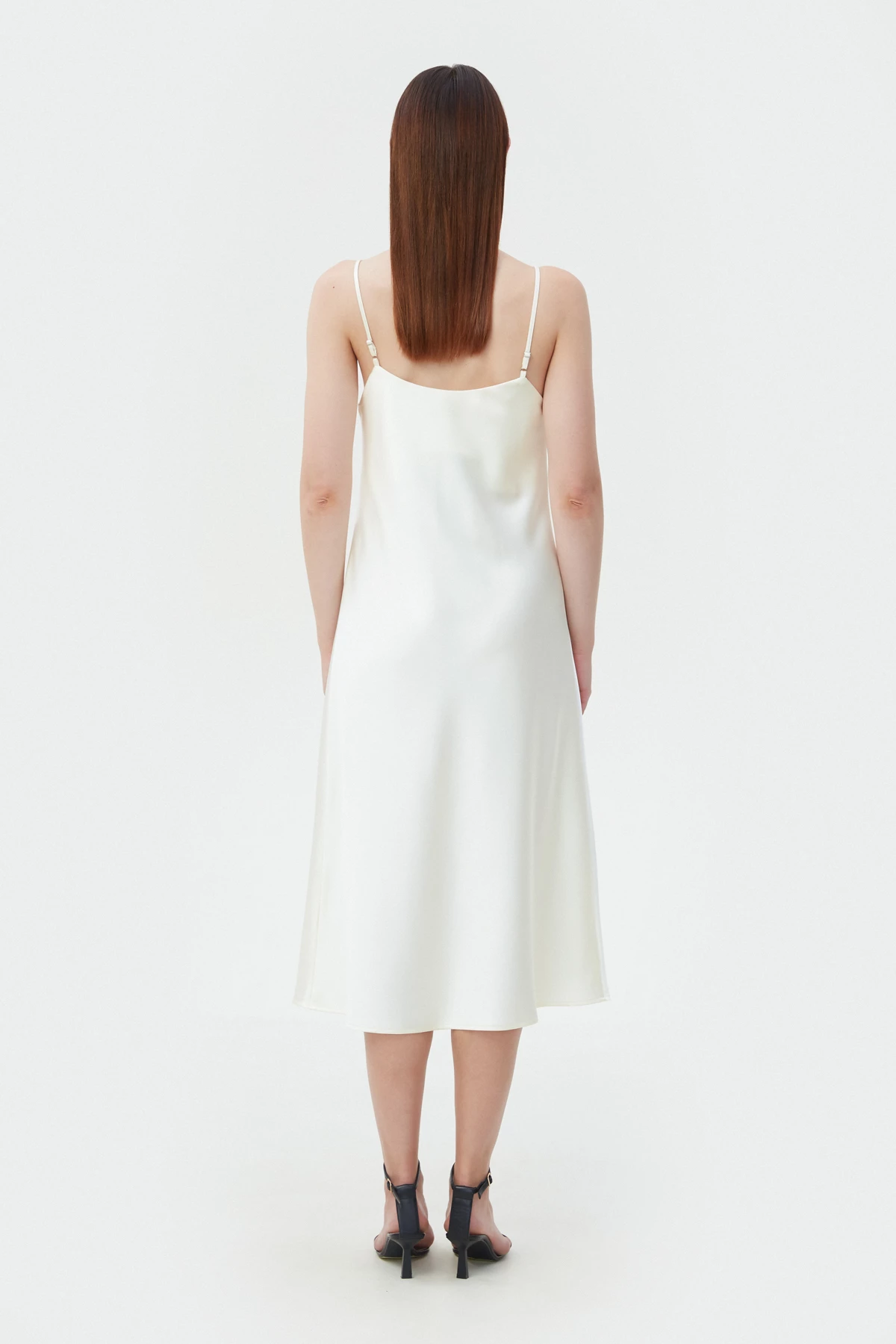 Milky white slip dress with dense satin, photo 3